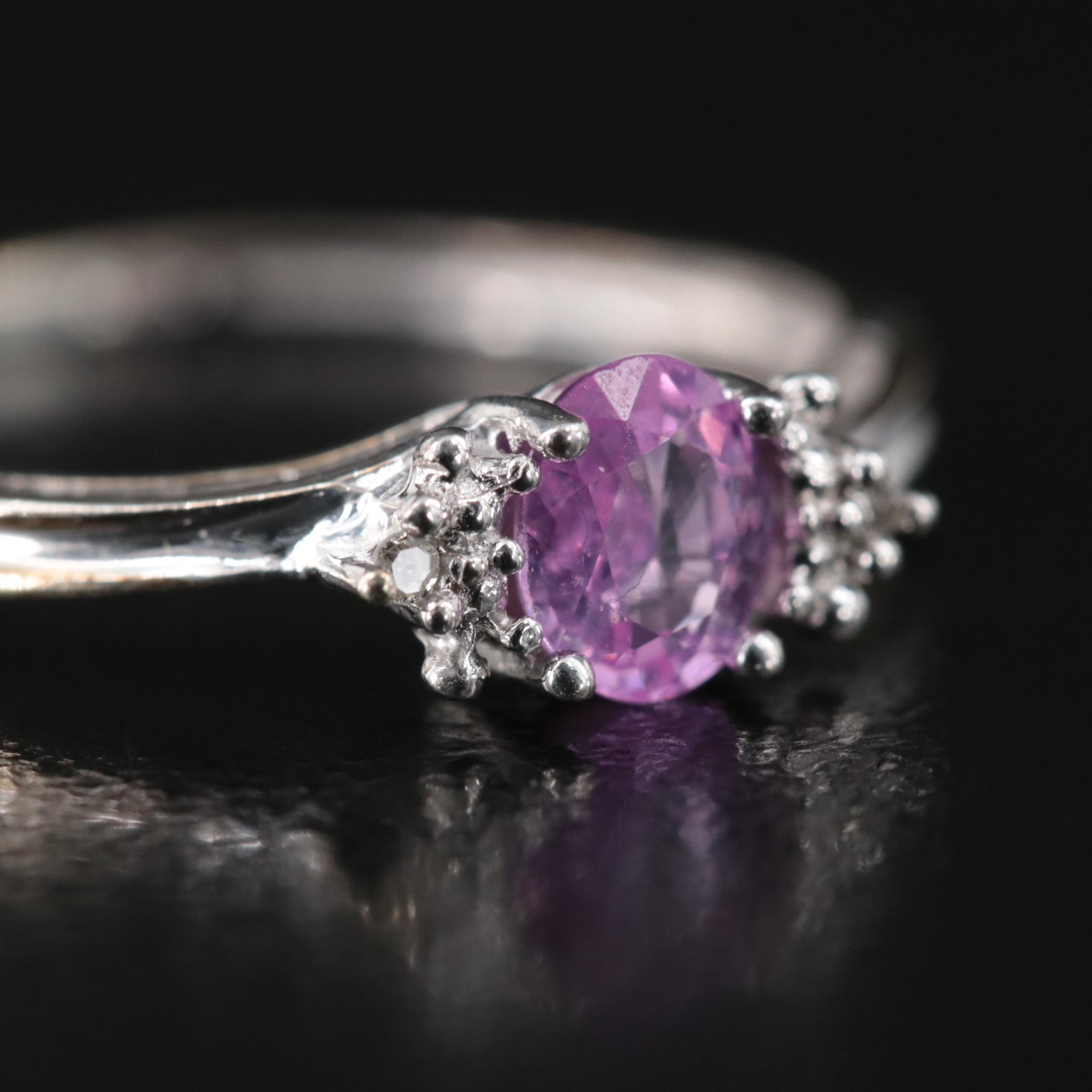 10K Pink Sapphire and Diamond Ring