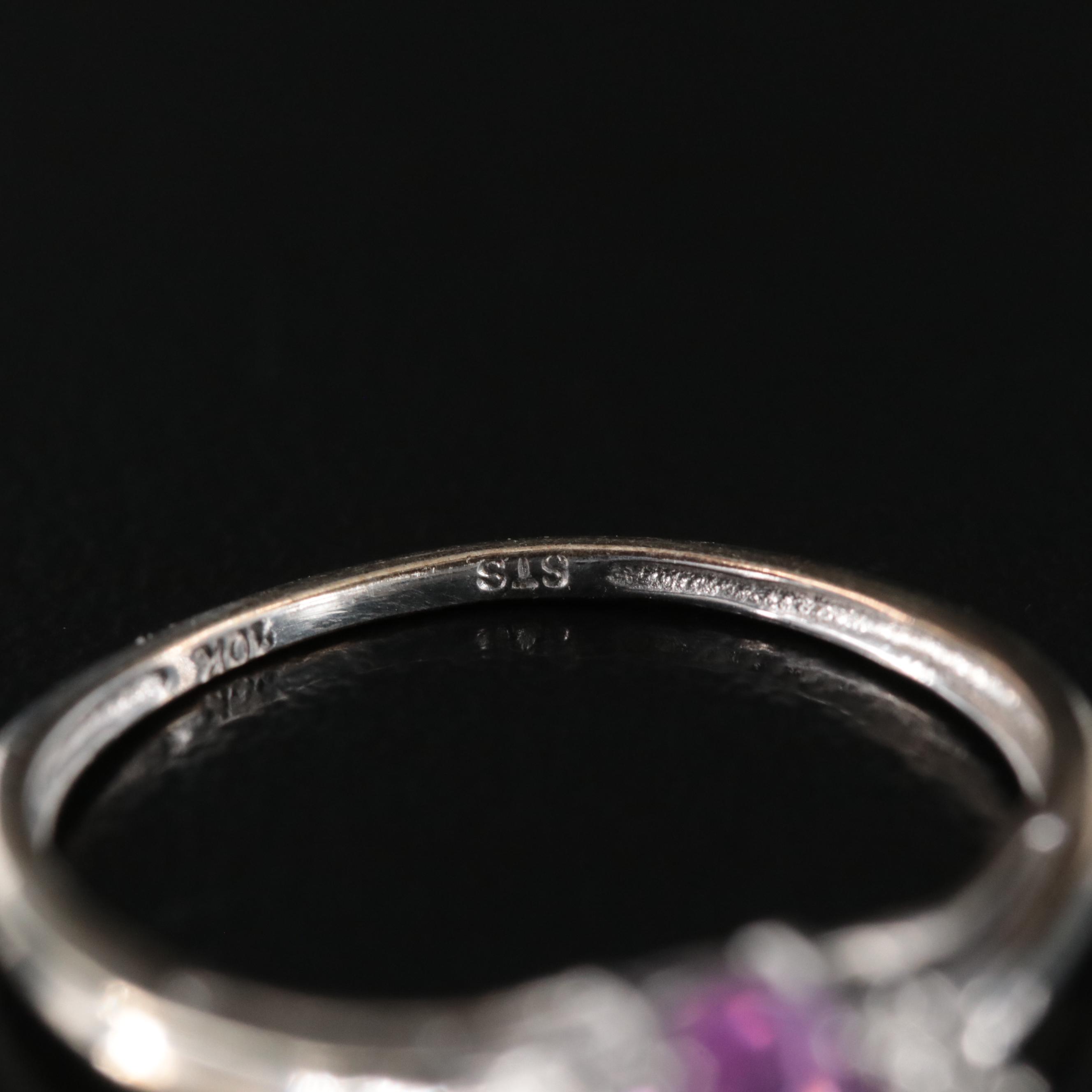 10K Pink Sapphire and Diamond Ring