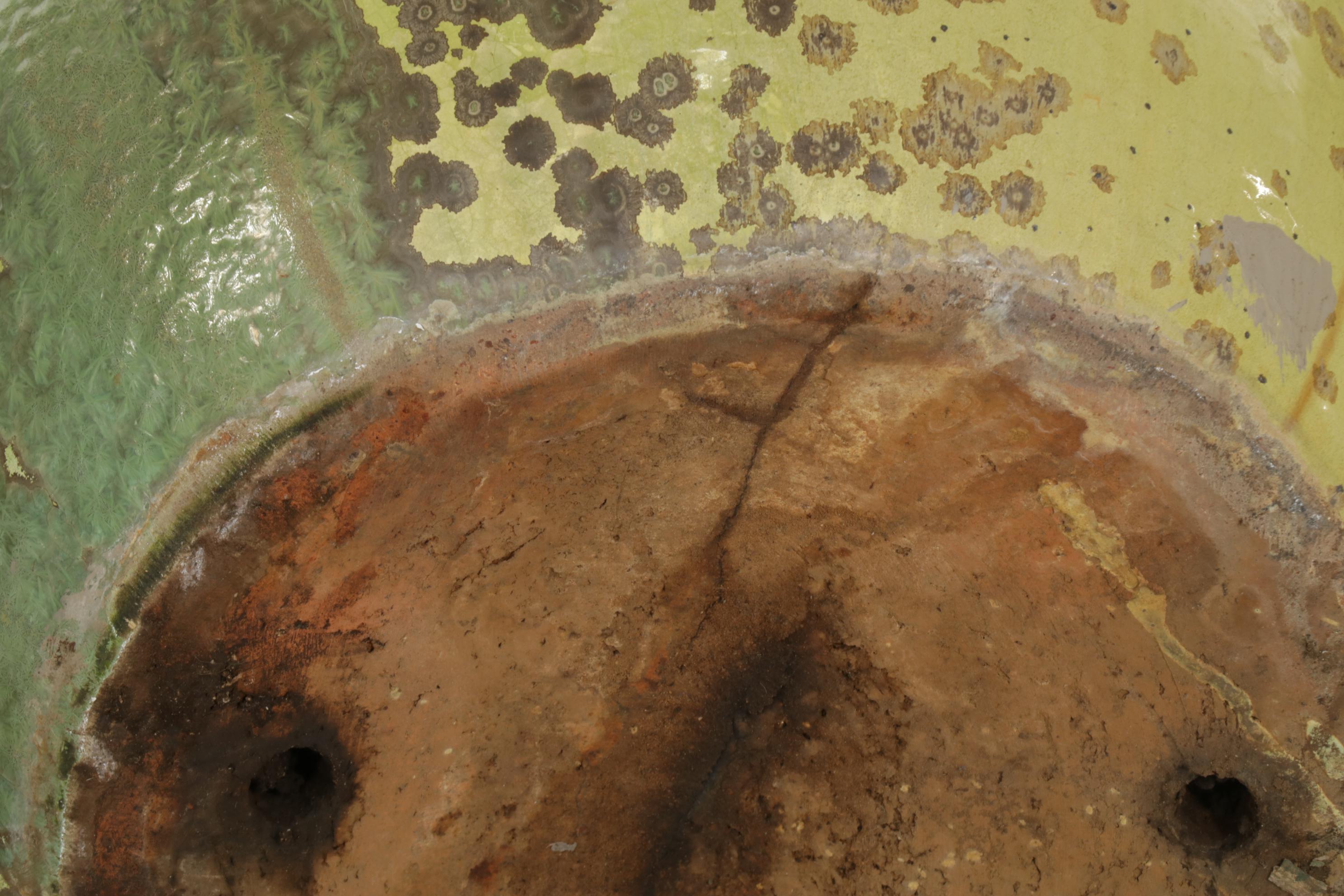 Four Green Reactive Glazed Ceramic Garden Planters