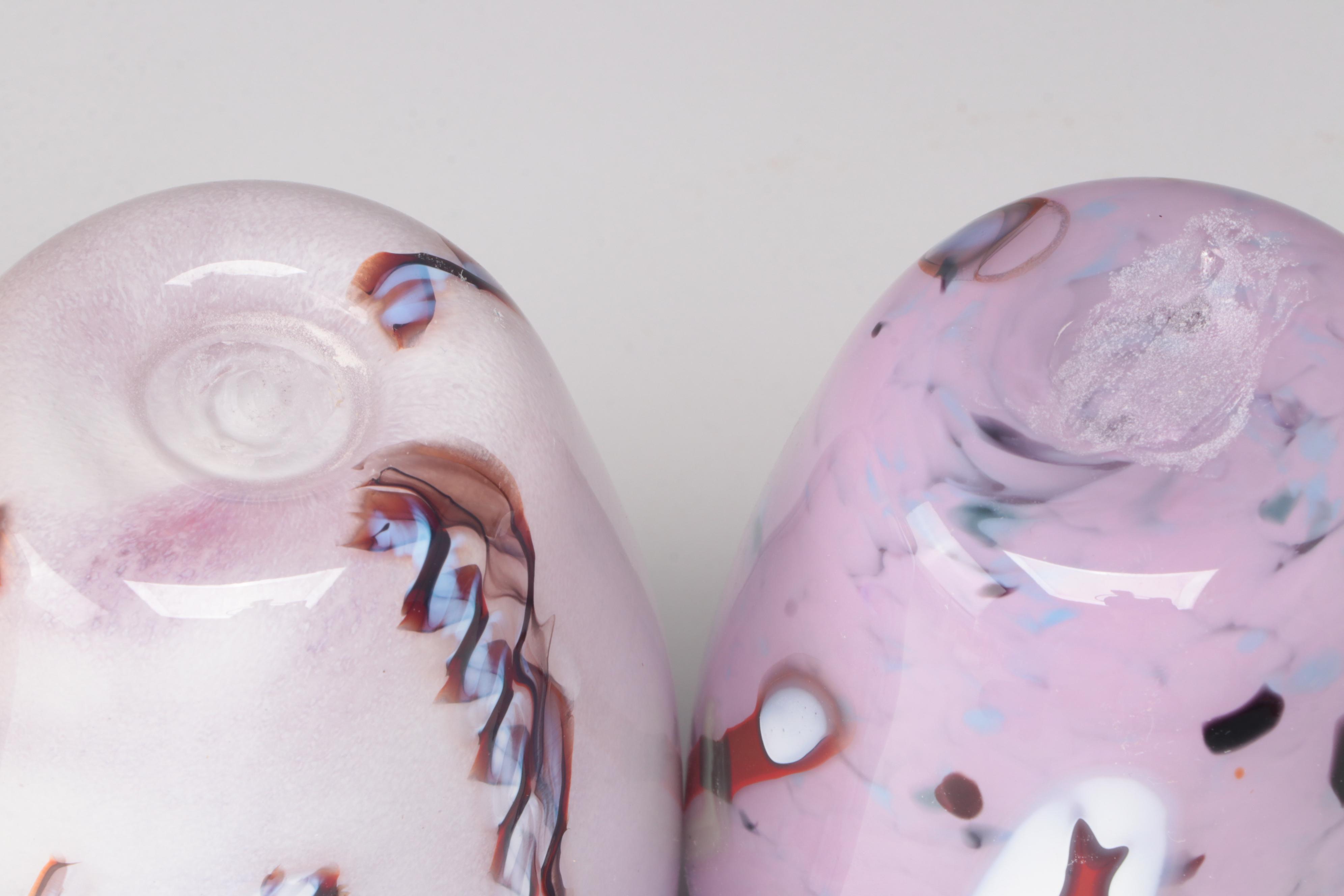 Handblown Studio Art Glass Drinking Glasses with Controlled Bubbles and Canework