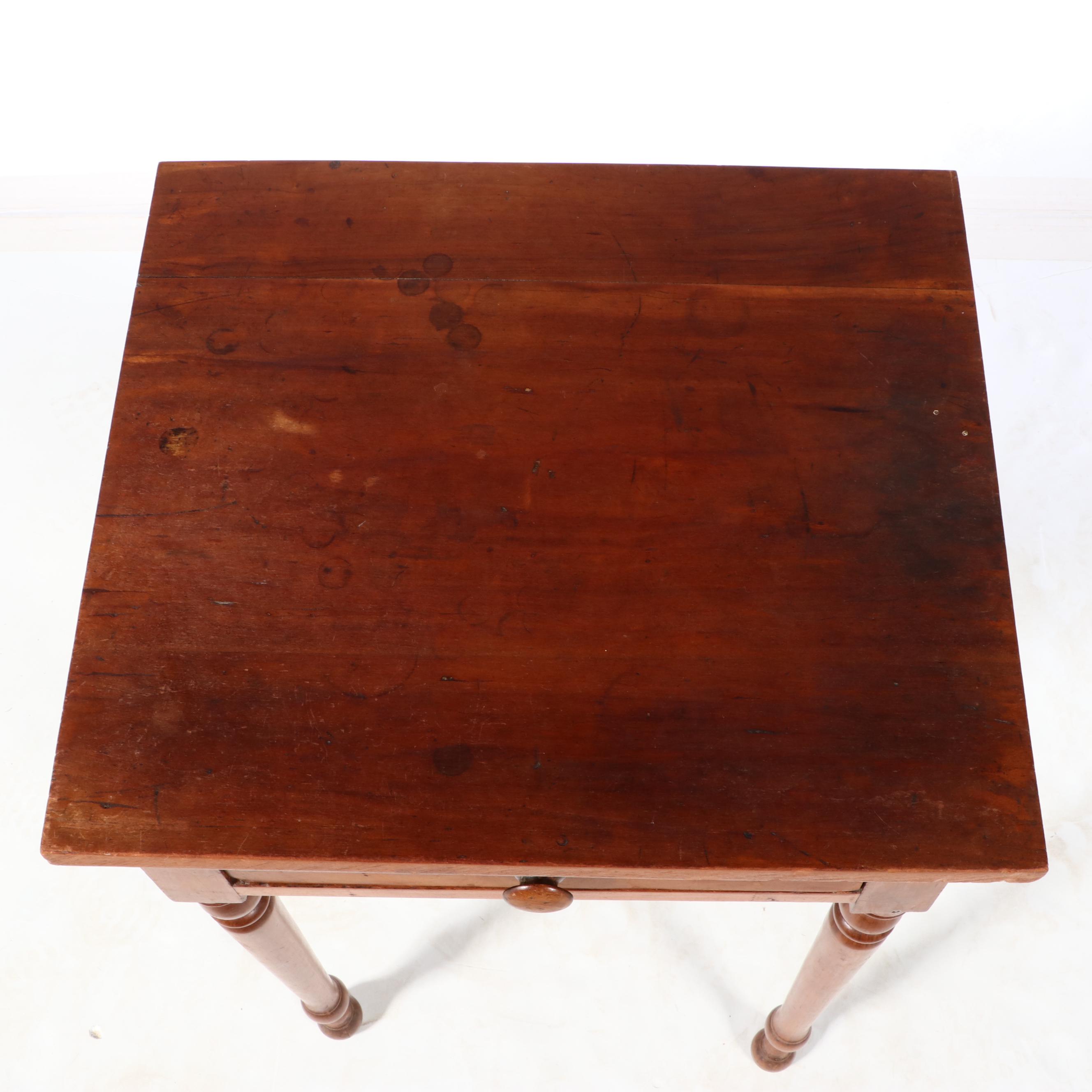 American Primitive Cherrywood Side Table, 19th Century