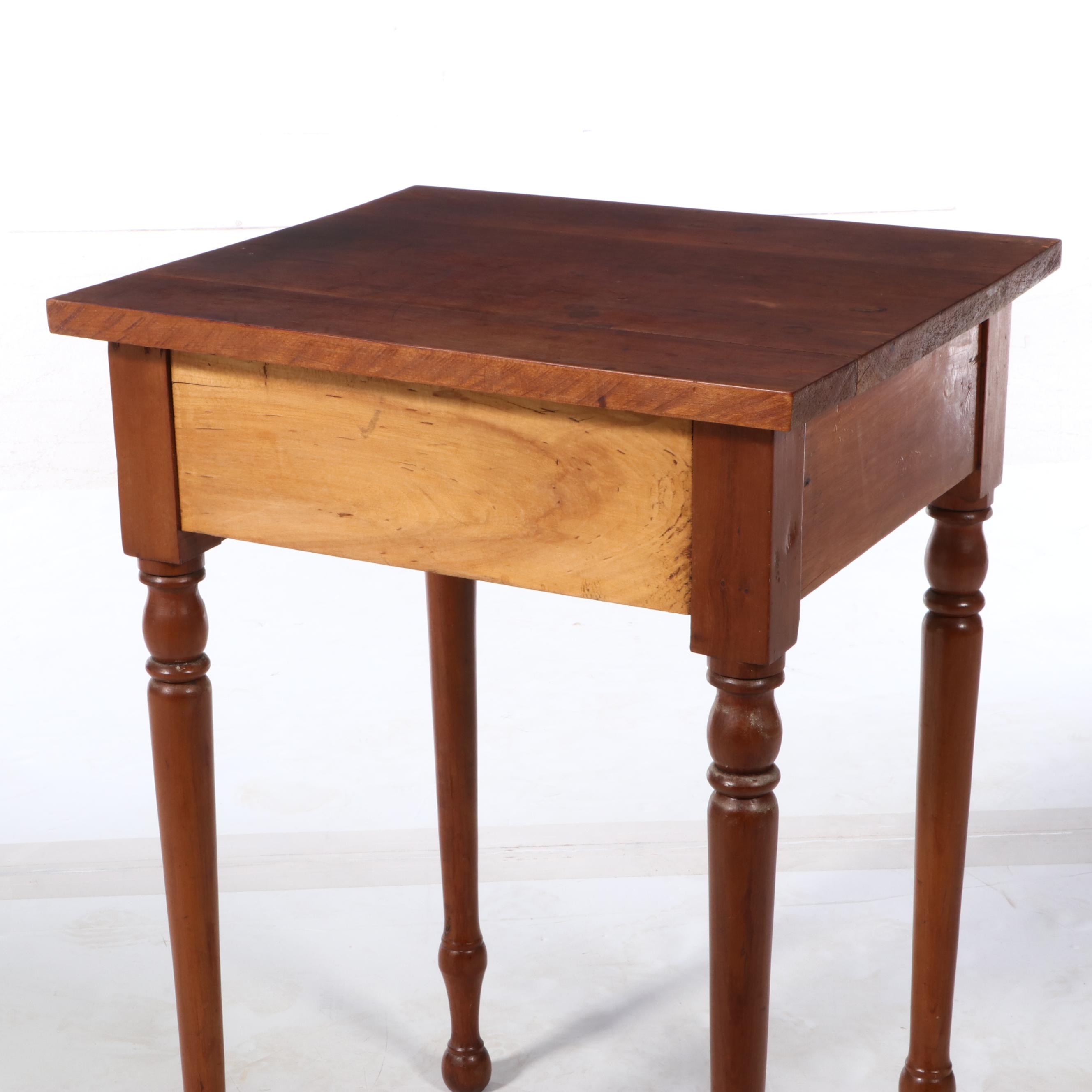 American Primitive Cherrywood Side Table, 19th Century