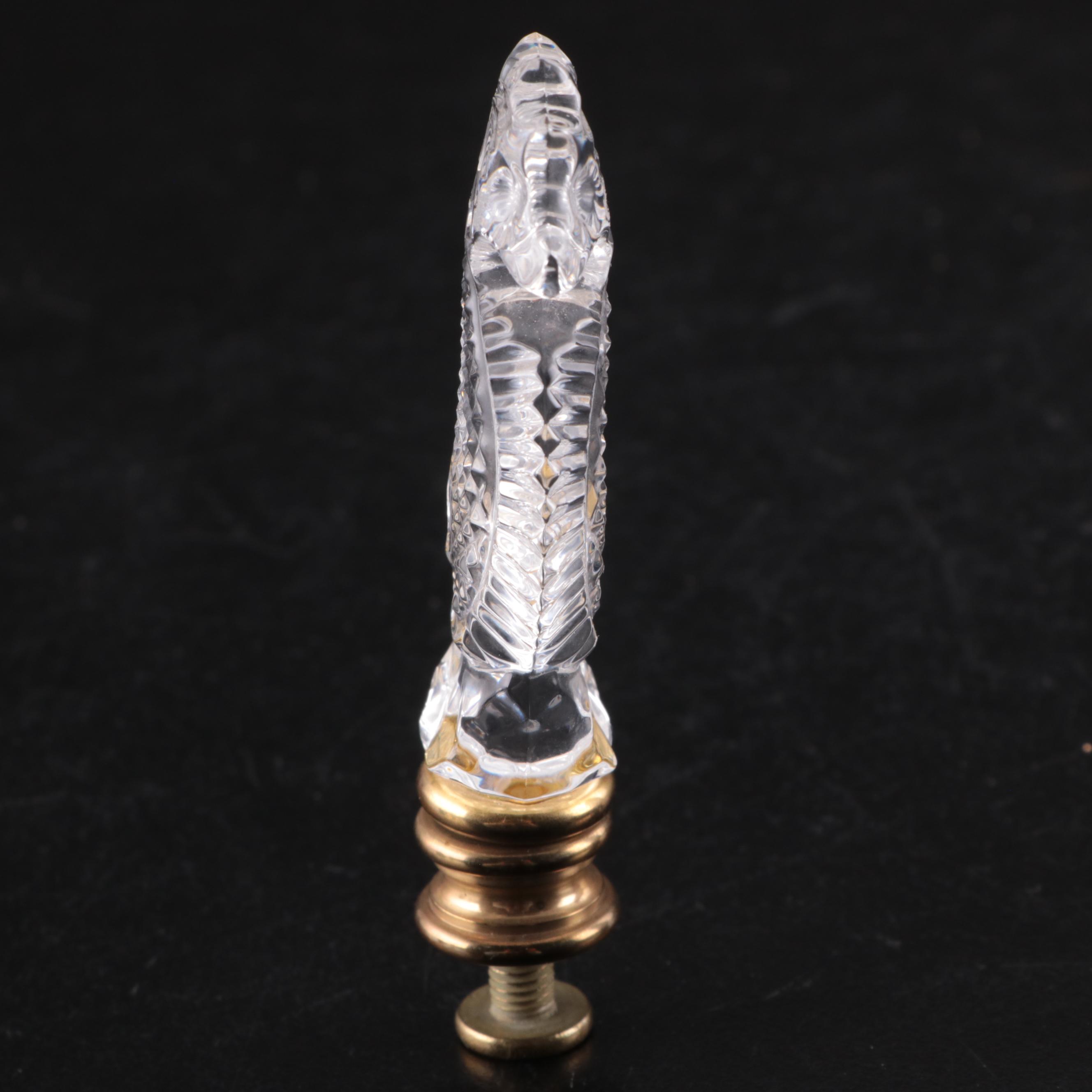 Waterford Crystal "Seahorse" Finial with Other Brass and Glass Finials