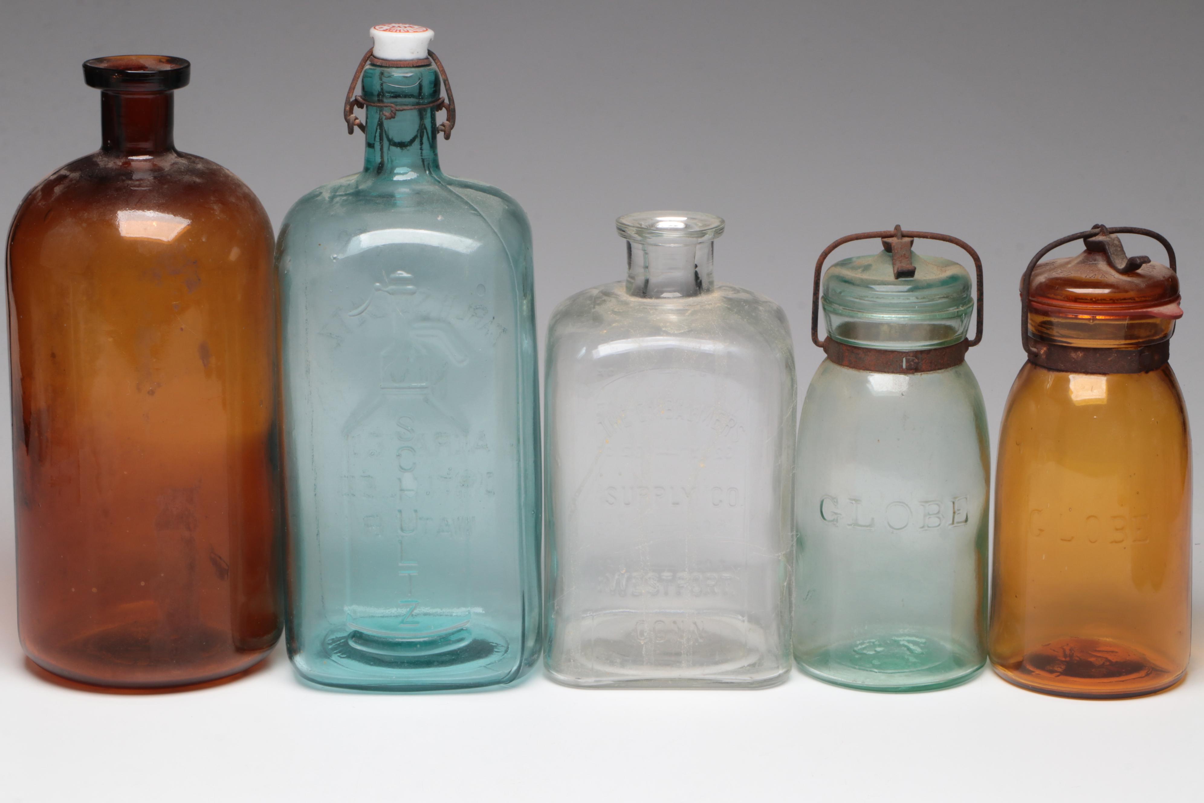 Embalmers Supply Co Glass Bottle with Carl H Schultz Glass Bottle and More