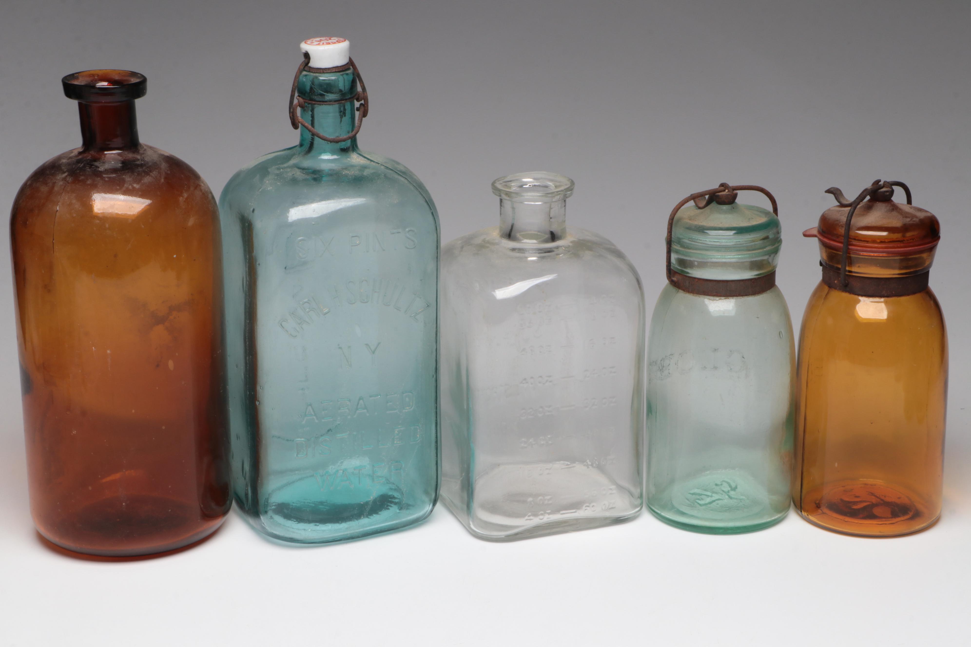 Embalmers Supply Co Glass Bottle with Carl H Schultz Glass Bottle and More