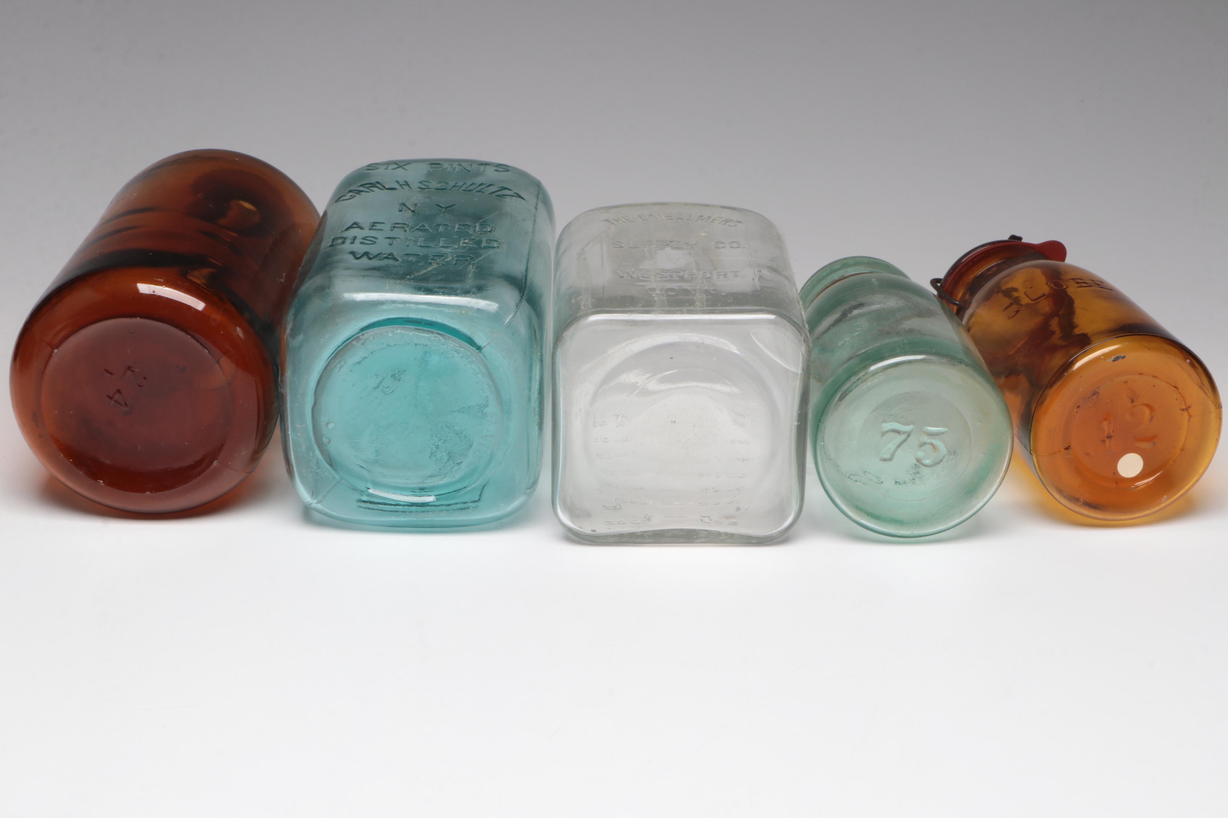 Embalmers Supply Co Glass Bottle with Carl H Schultz Glass Bottle and More