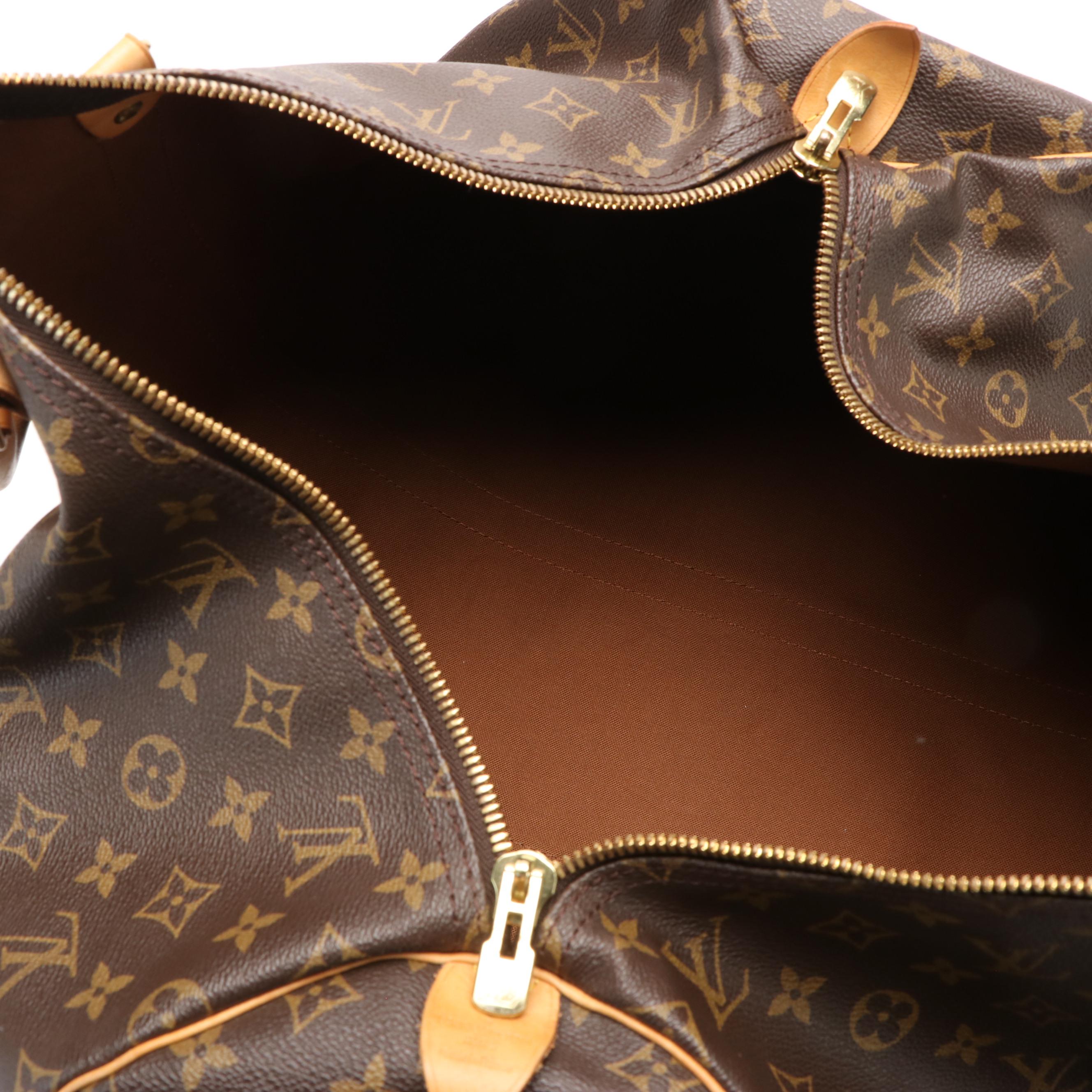 Louis Vuitton Keepall 55 in Brown Monogram Coated Canvas with Leather Trim