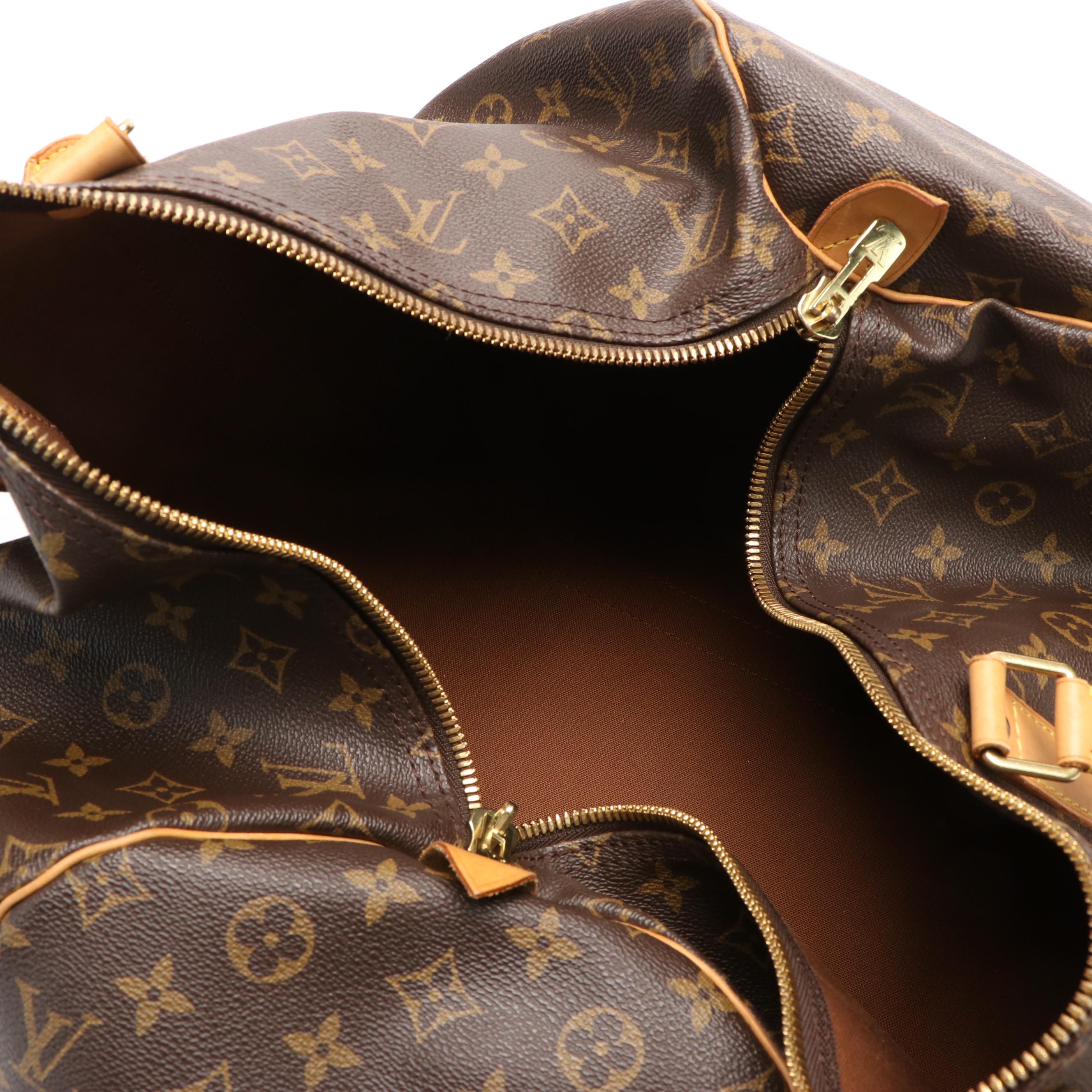 Louis Vuitton Keepall 55 in Brown Monogram Coated Canvas with Leather Trim