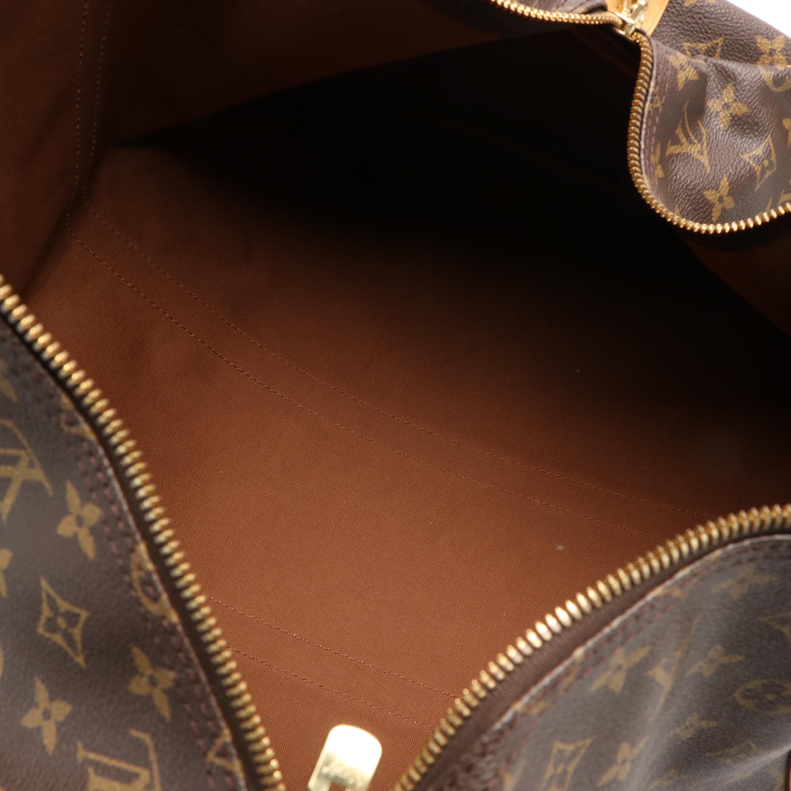 Louis Vuitton Keepall 55 in Brown Monogram Coated Canvas with Leather Trim