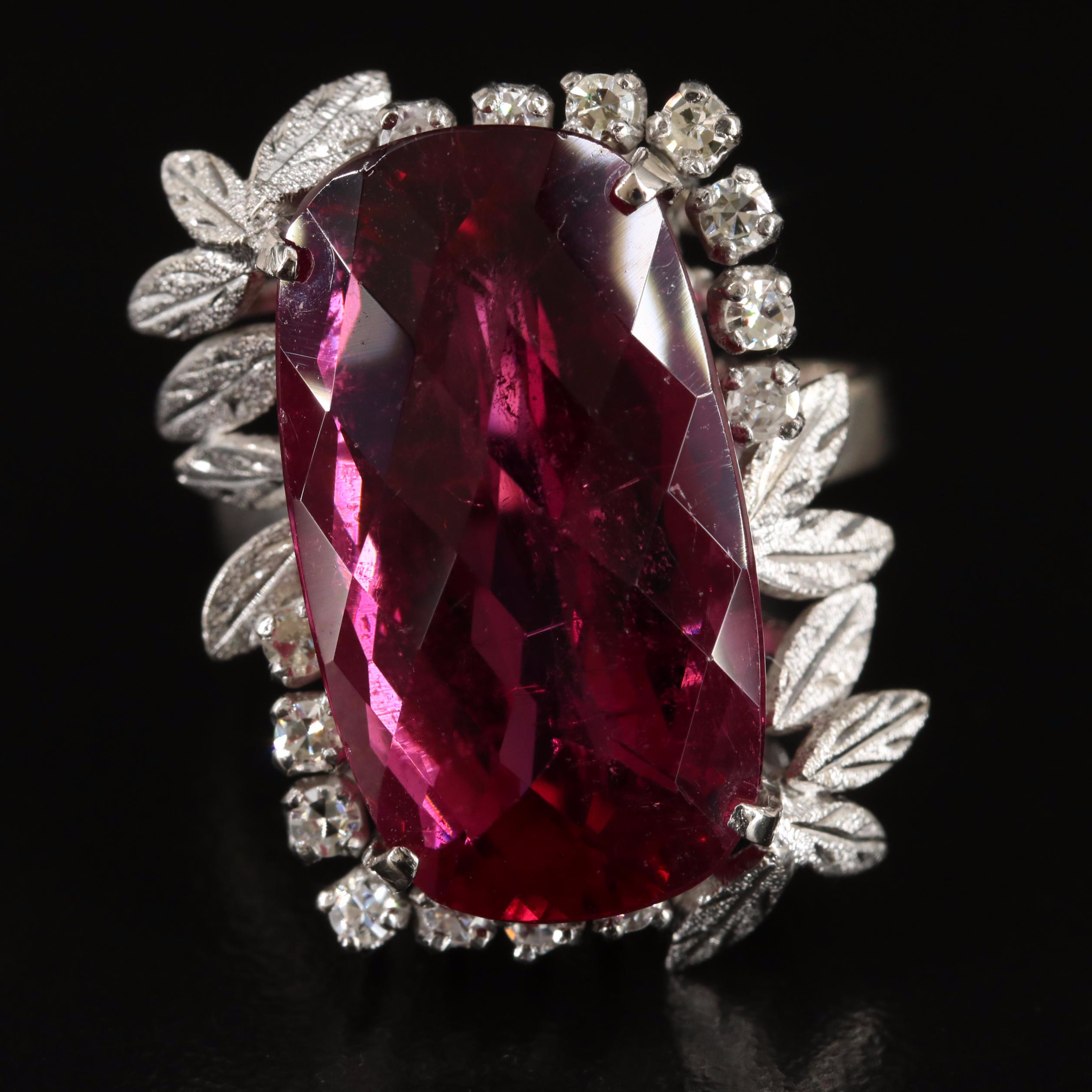 10K 15.43 CT Rubellite and Diamond Ring with GIA Report