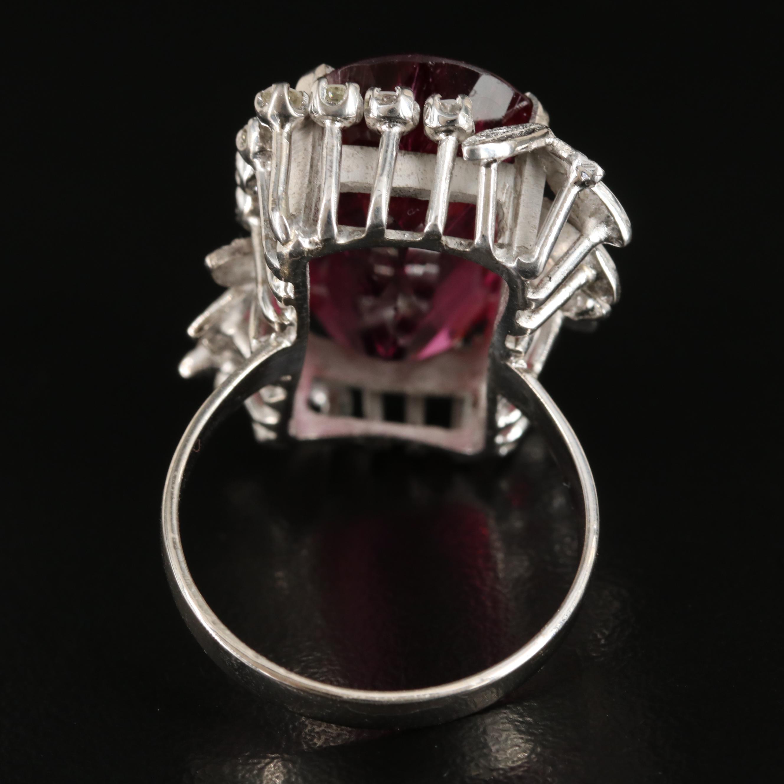 10K 15.43 CT Rubellite and Diamond Ring with GIA Report
