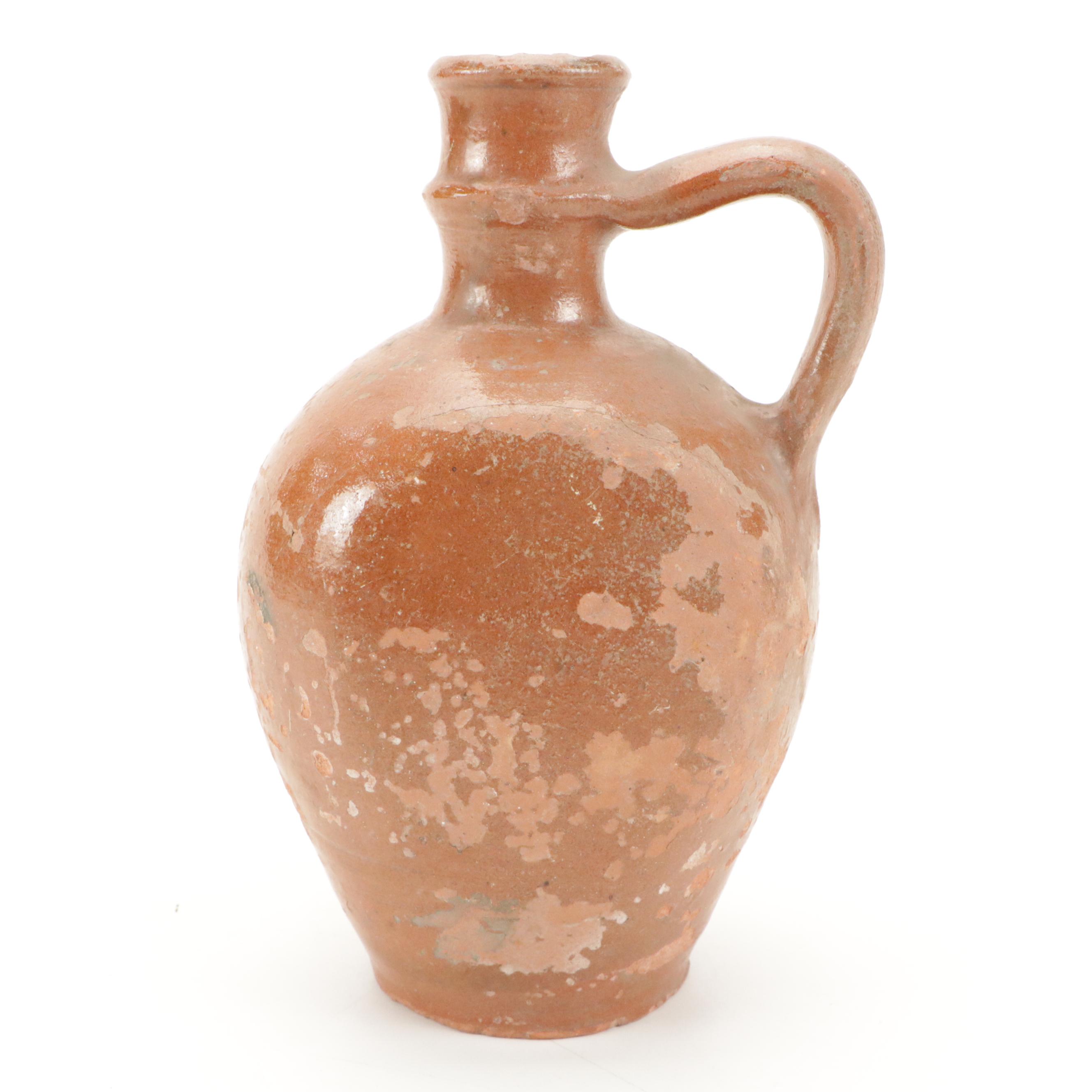 Hungarian and Other European Folk Art Earthenware Water Jugs, Mid-20th Century