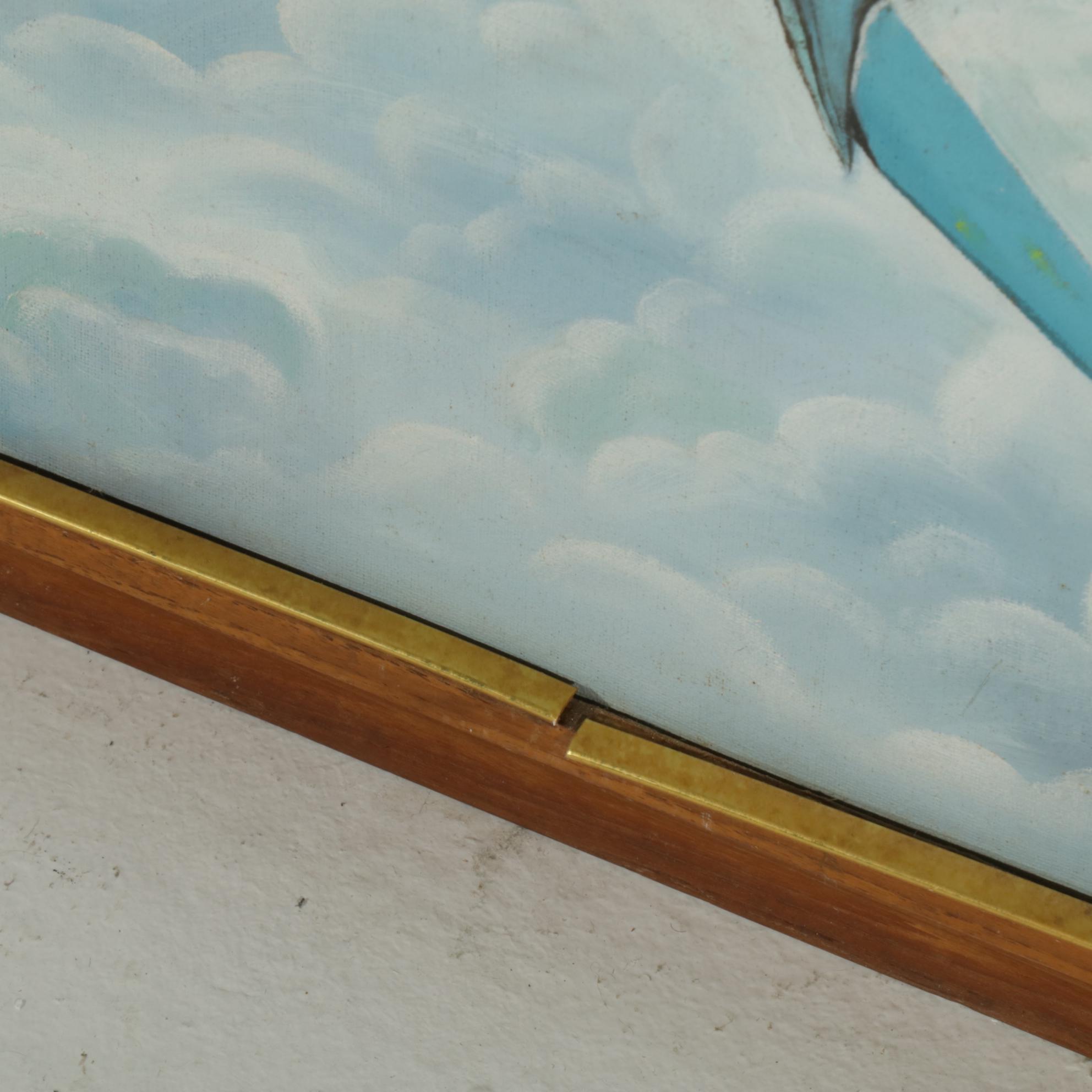 Aviation Oil Painting Of United States Air Force F-15 Jet, Late 20th Century