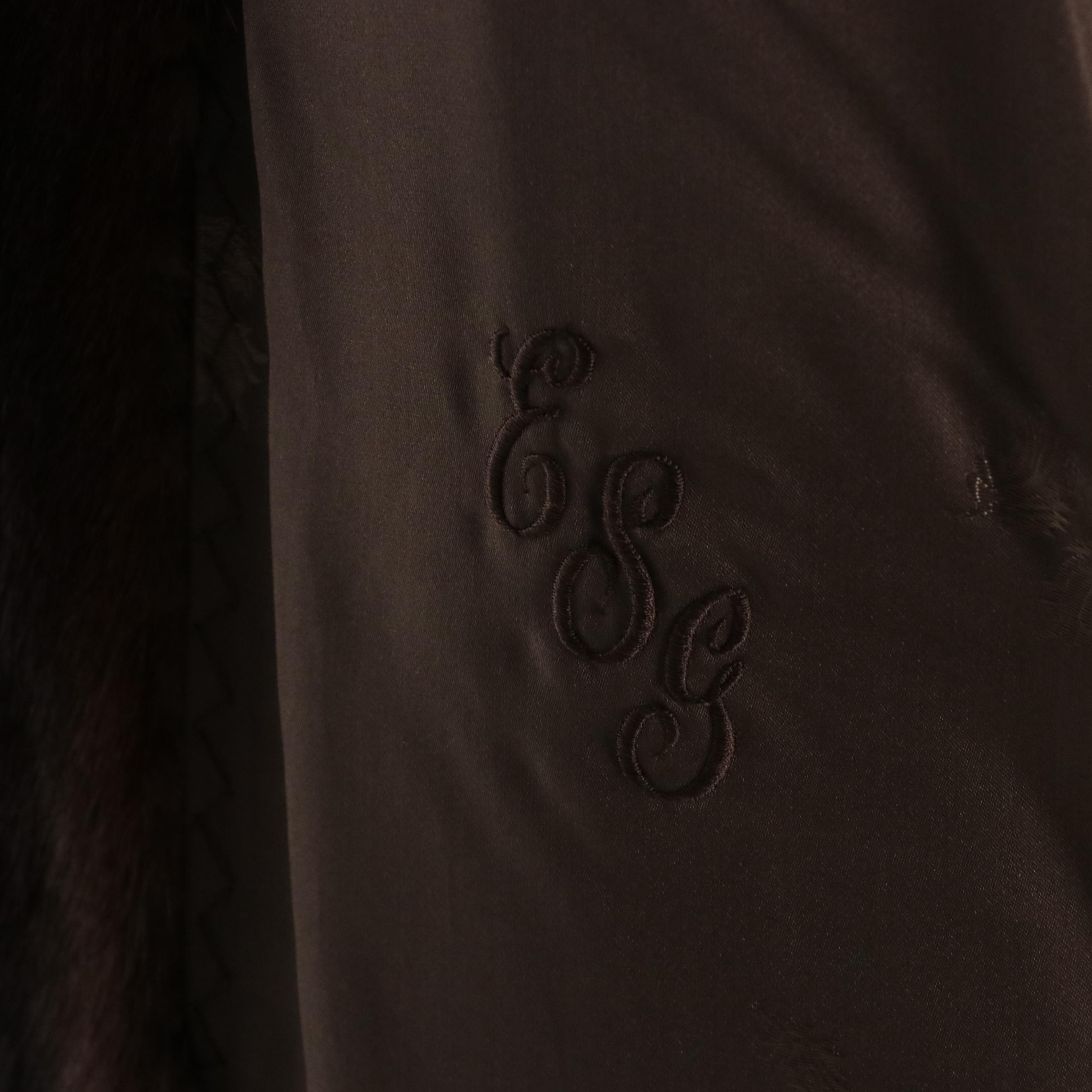 Albert Kaufman Full Length Mocha Lunaraine Mink Fur Coat with Ear Muffs & Gloves