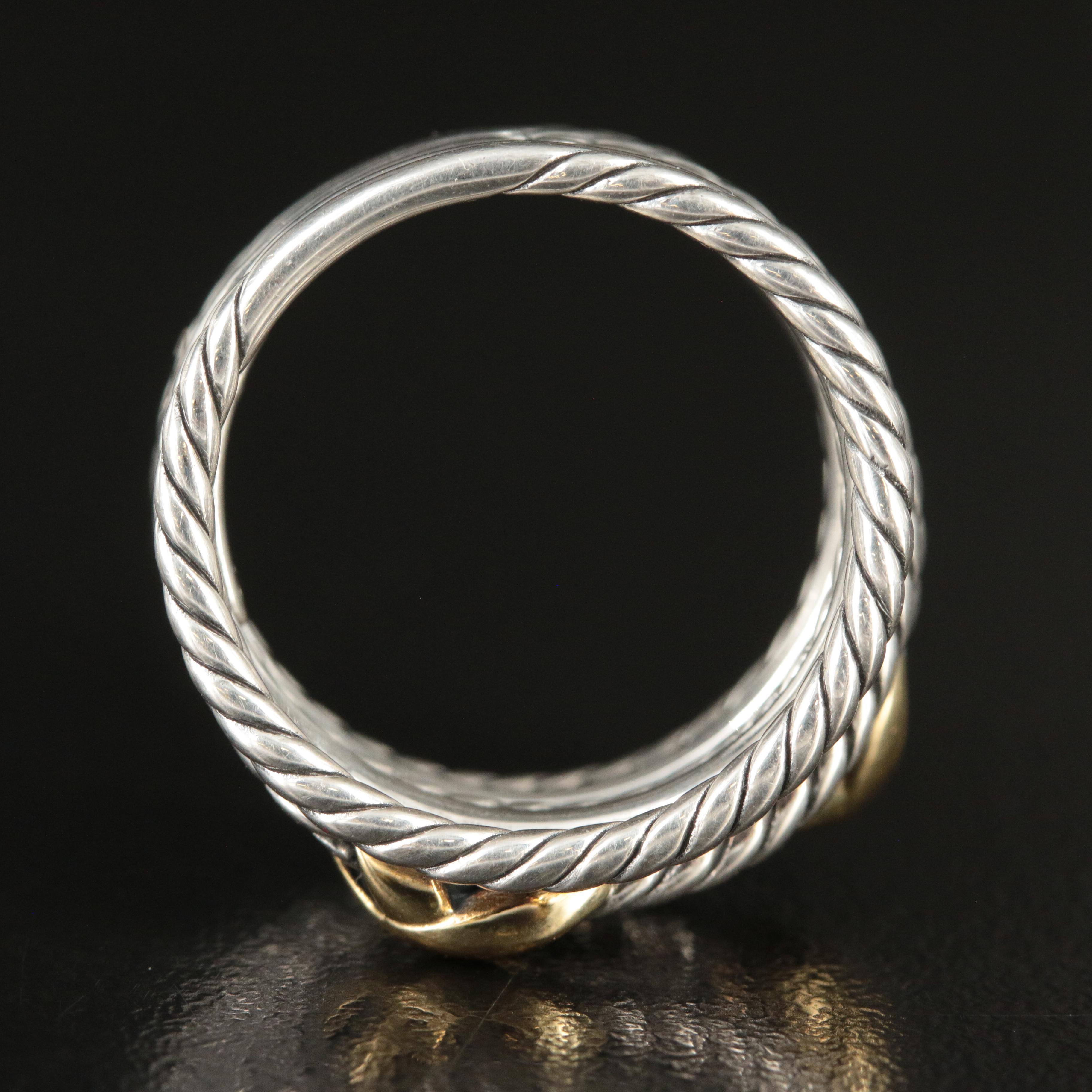 David Yurman Sterling and 18K Double X Crossover Ring