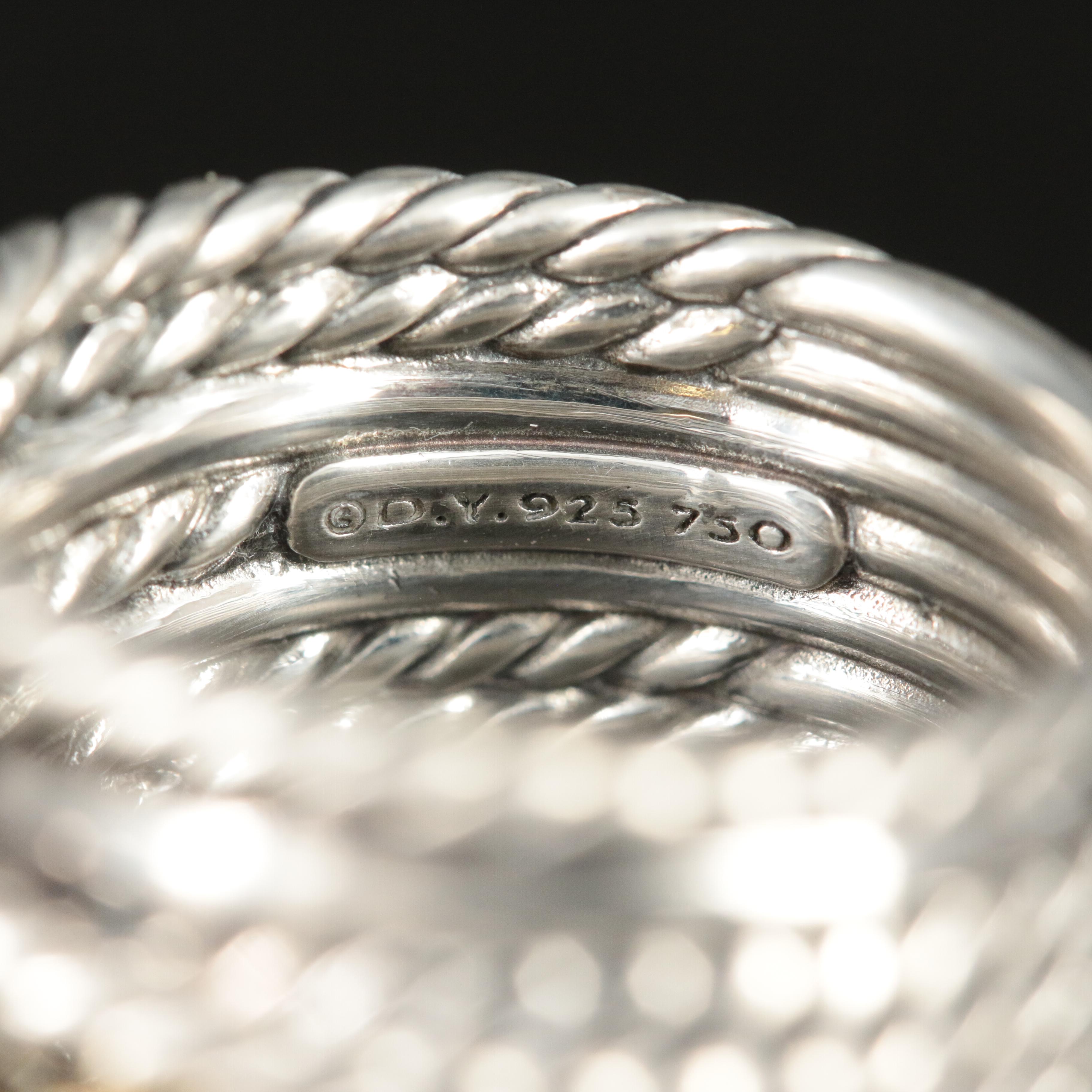 David Yurman Sterling and 18K Double X Crossover Ring