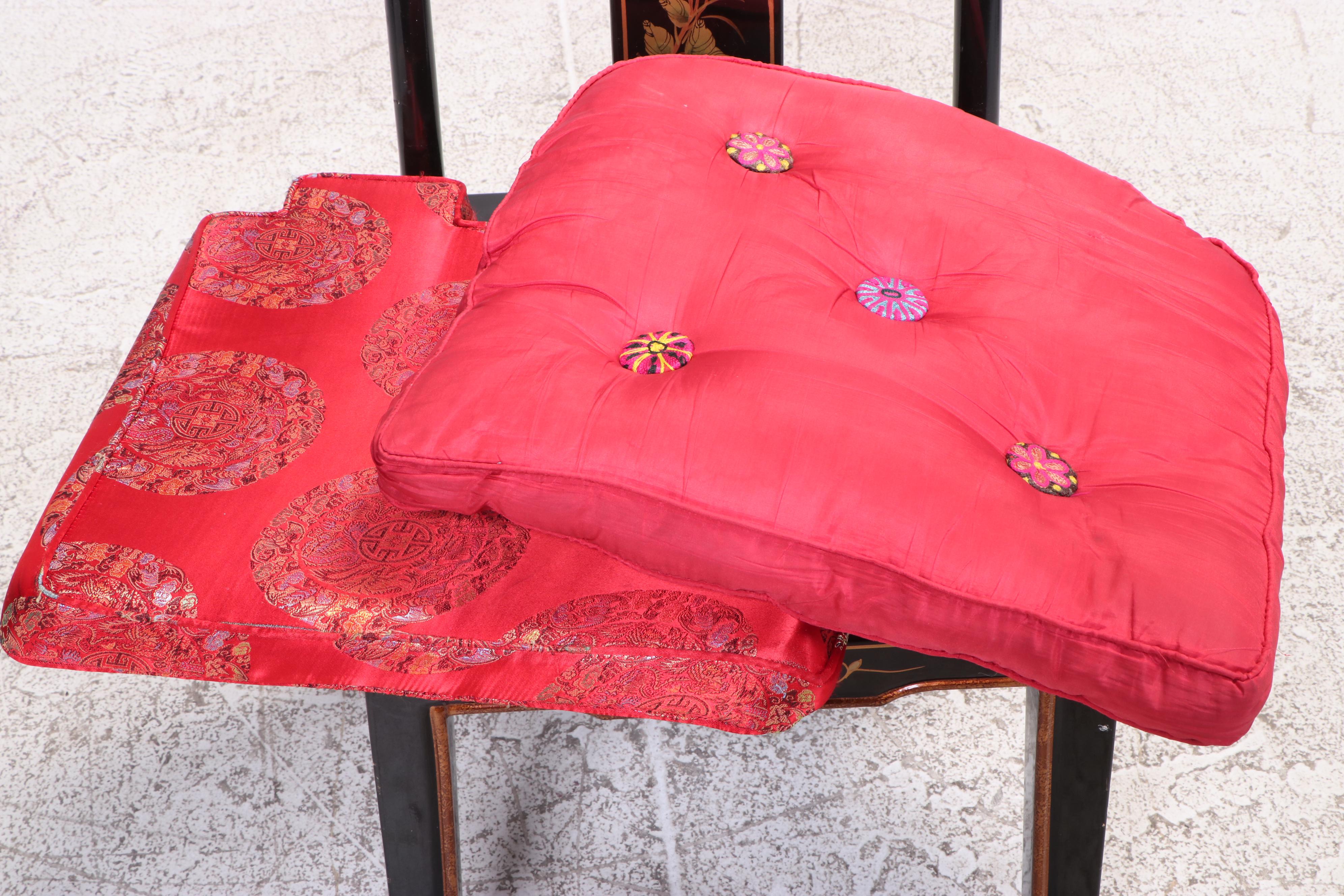 Chinese PaintDecorated and ShellInlaid Side Chair with Cushions EBTH