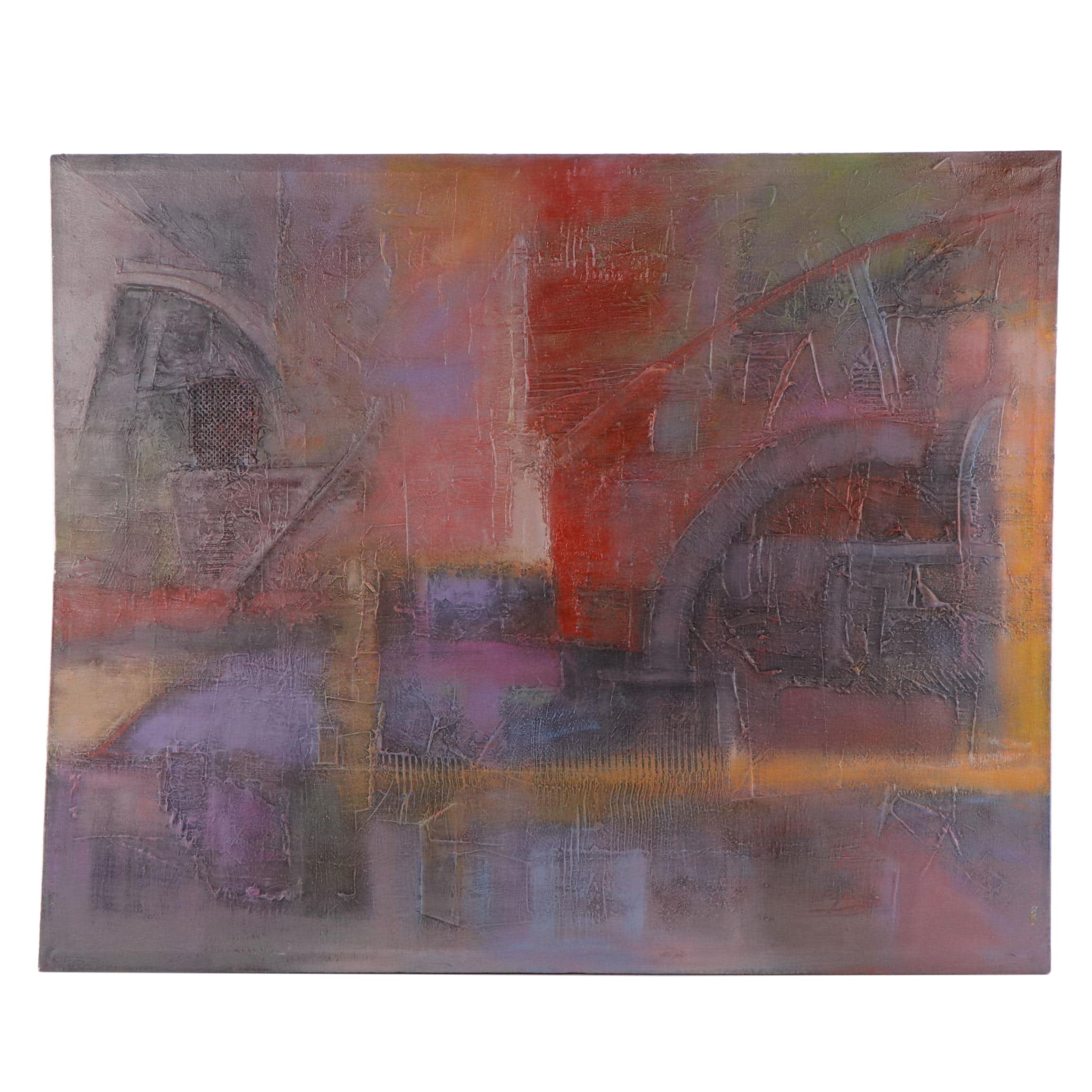 Jim Andrews Abstract Oil Painting, 1988