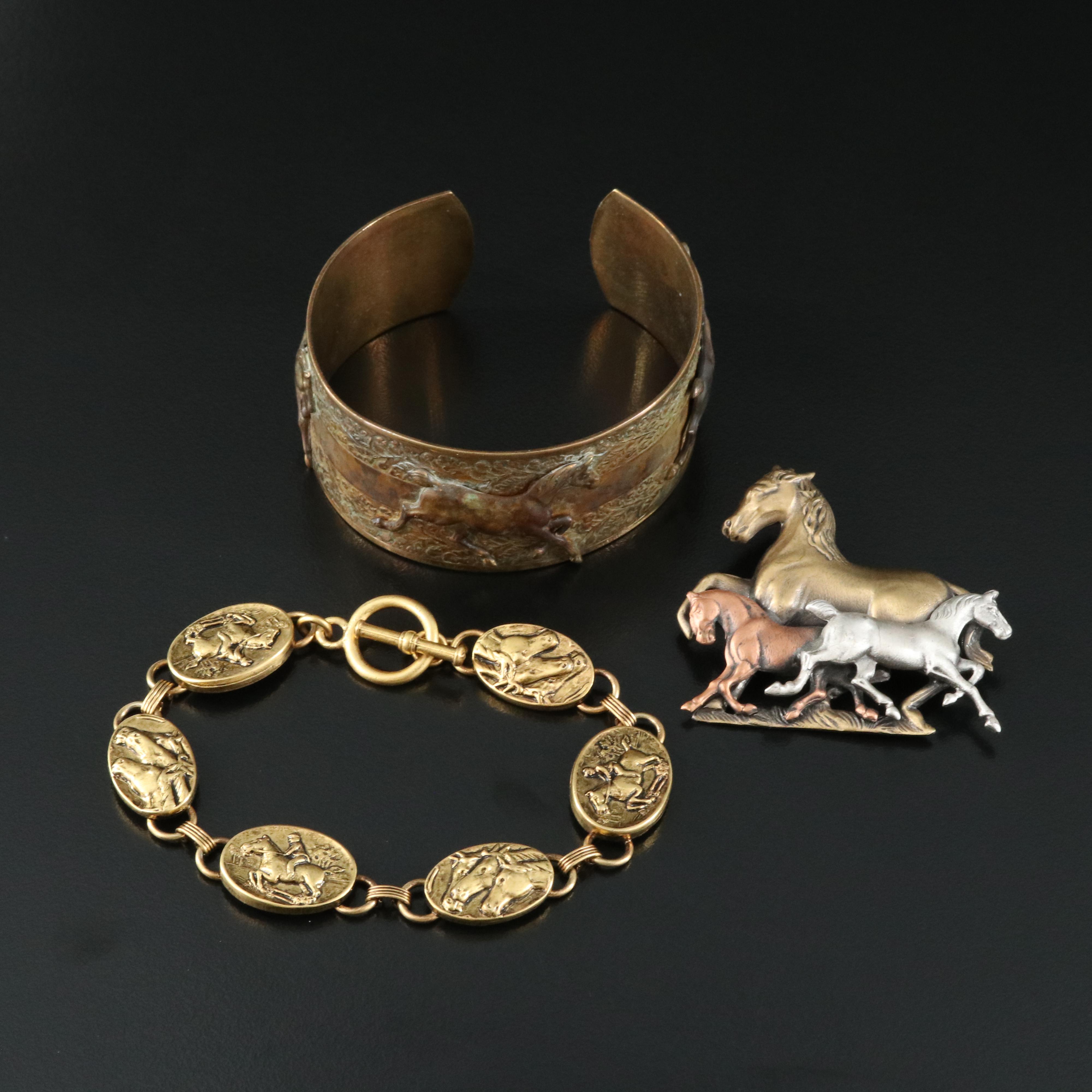 Equestrian Bracelets and Brooch
