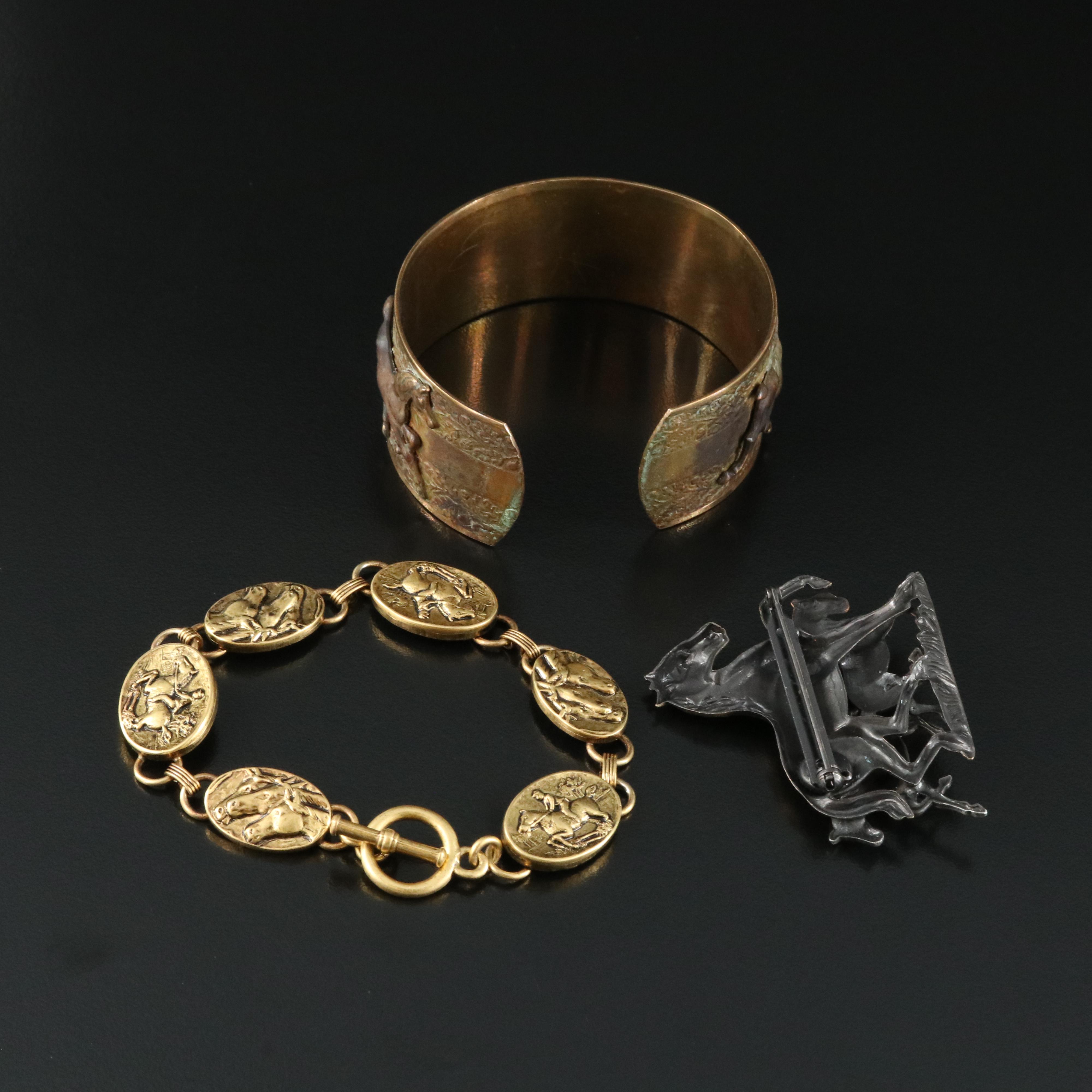 Equestrian Bracelets and Brooch