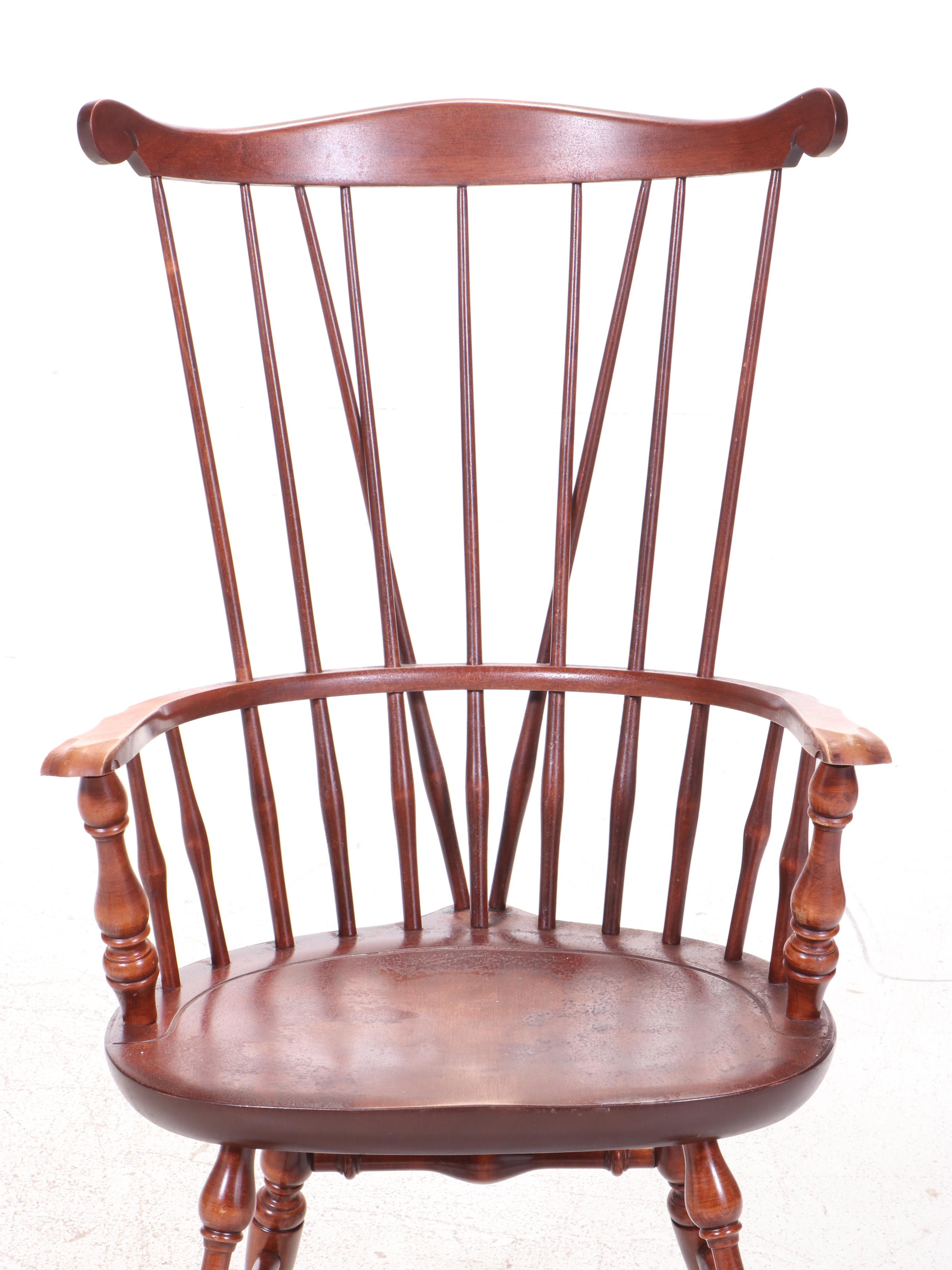 Pair of Nichols & Stone Colonial Style CombBack Windsor Armchairs