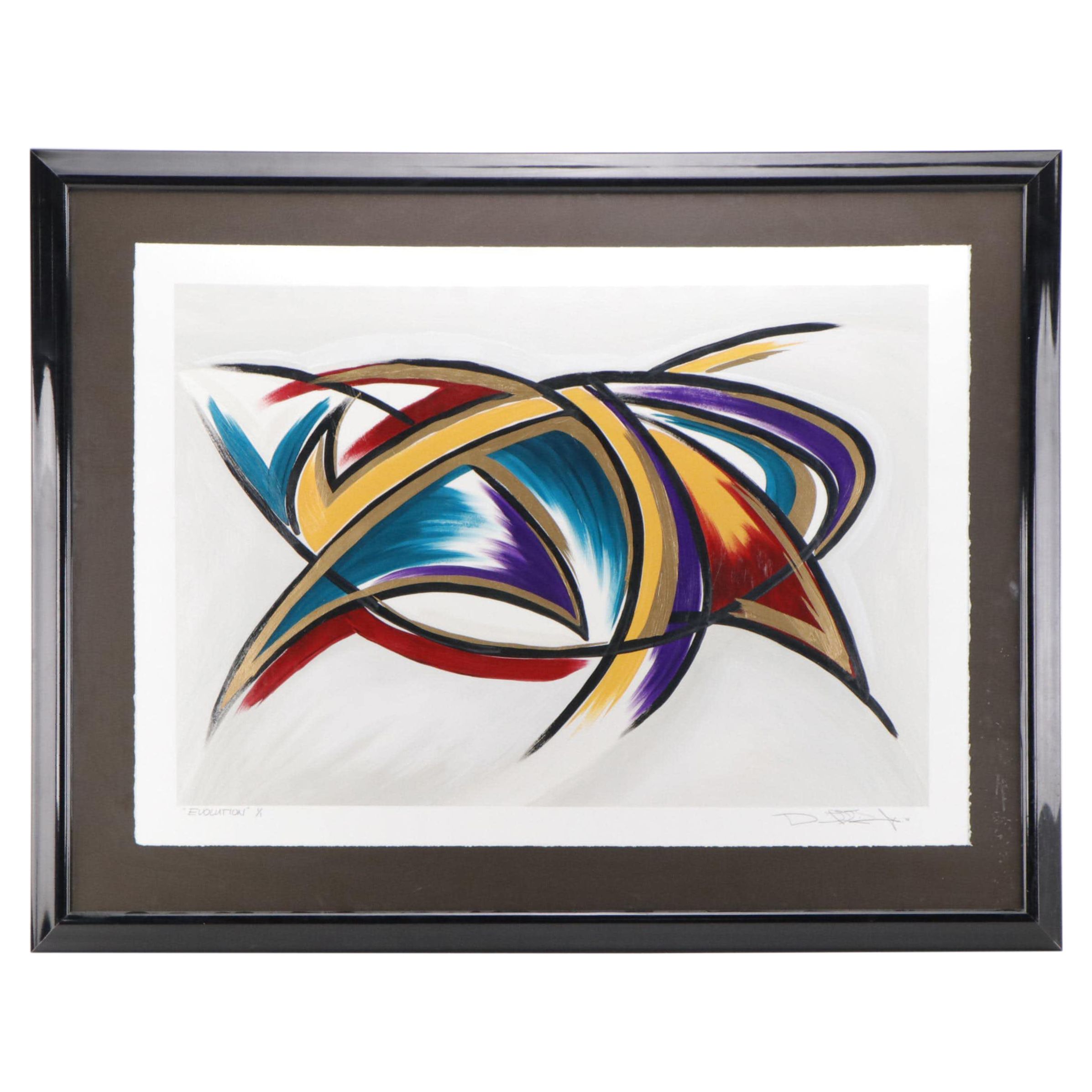 Abstract Expresionistic Style Monoprint "Evolution," 1998