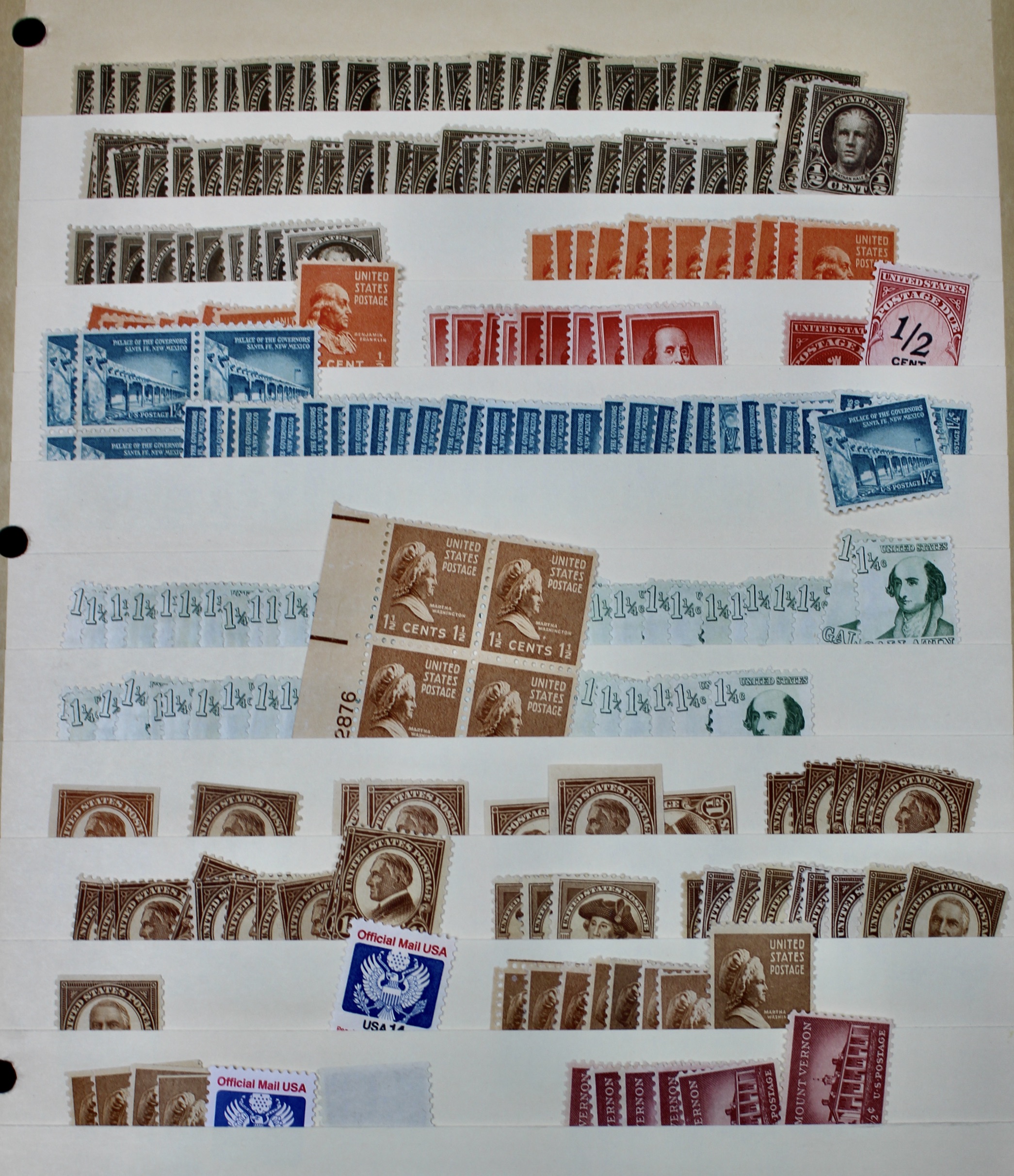 Dealer Inventory of Mint U.S. Postage Stamps, Early to Mid 20th Century