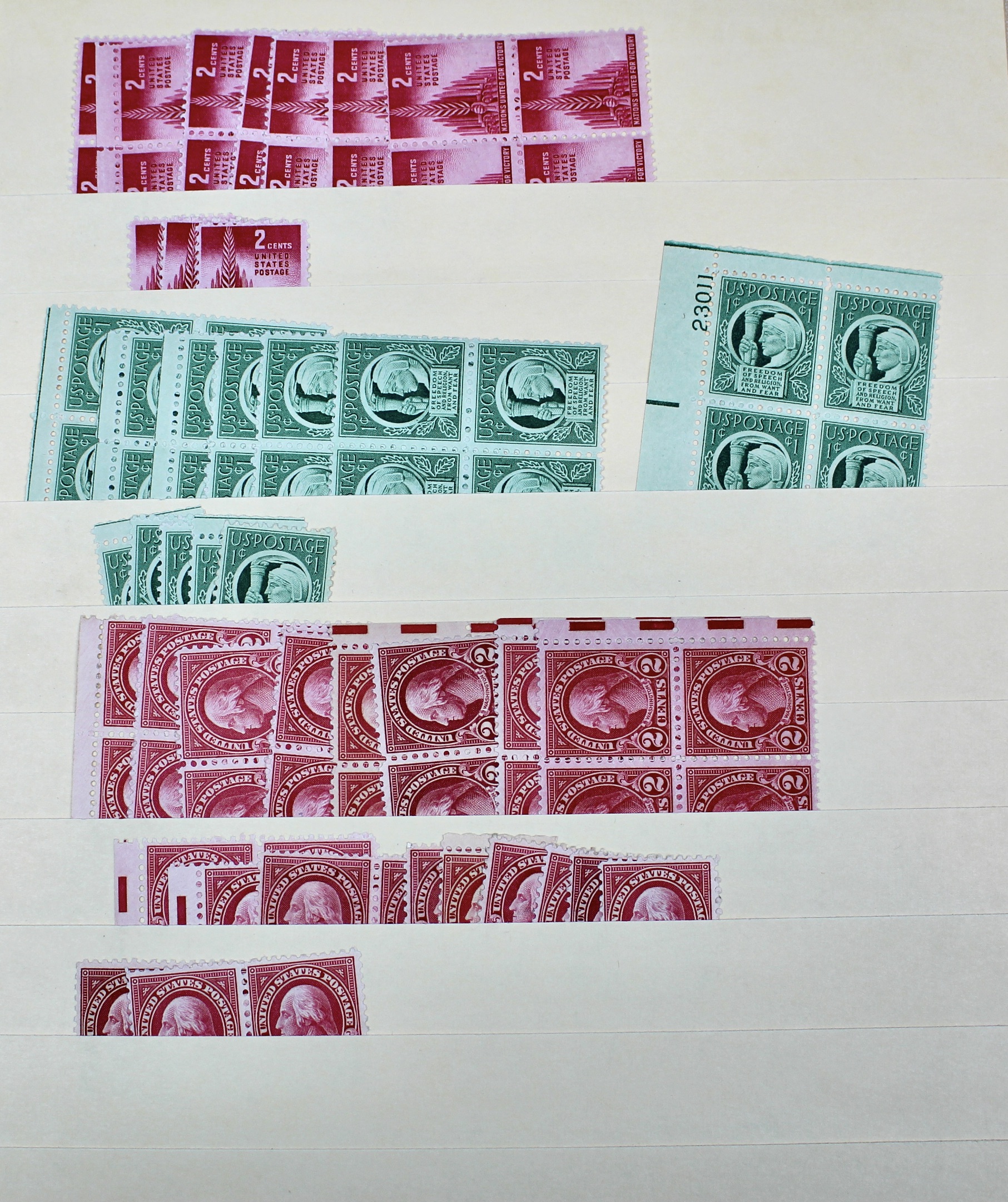 Dealer Inventory of Mint U.S. Postage Stamps, Early to Mid 20th Century