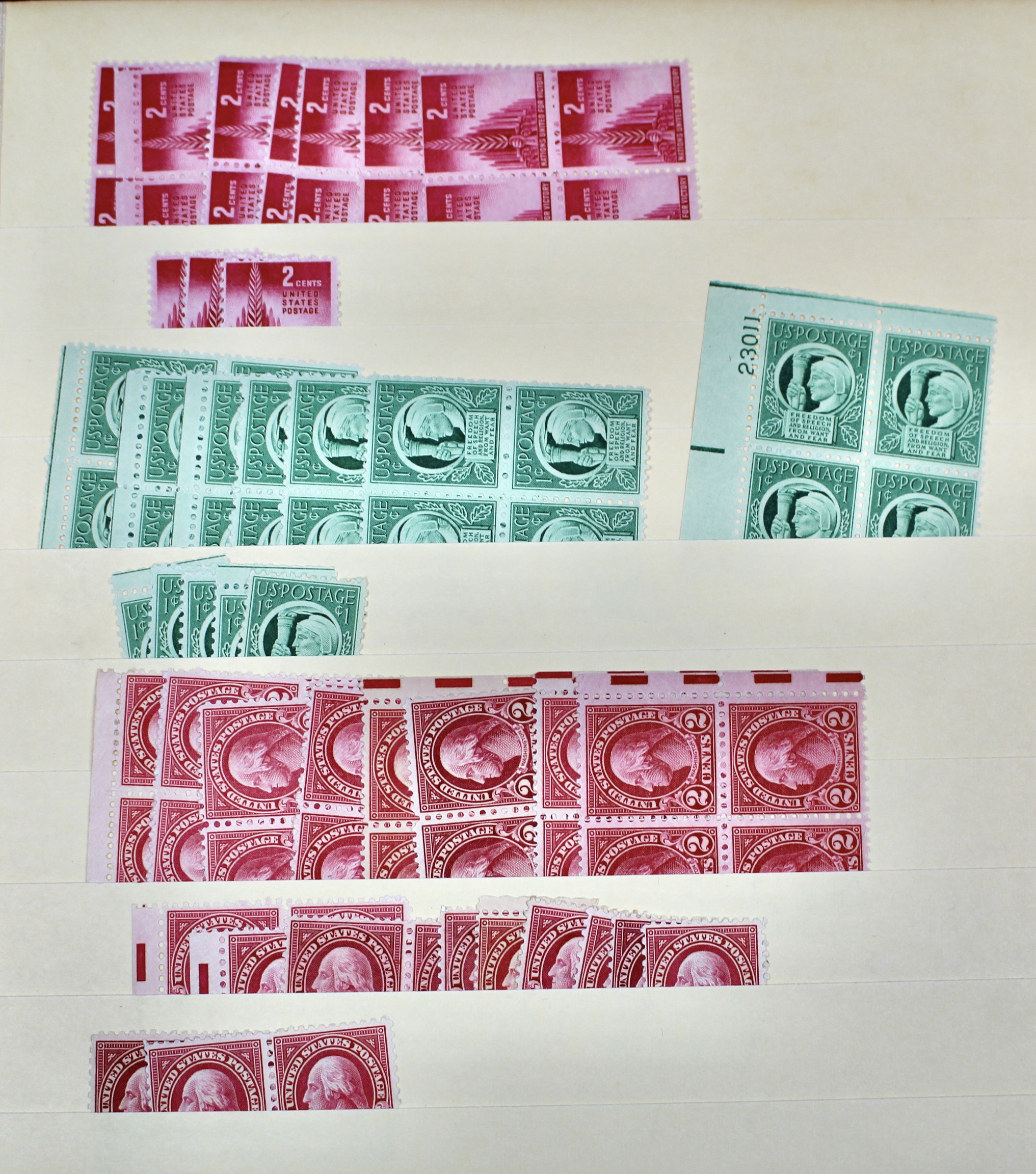Dealer Inventory of Mint U.S. Postage Stamps, Early to Mid 20th Century