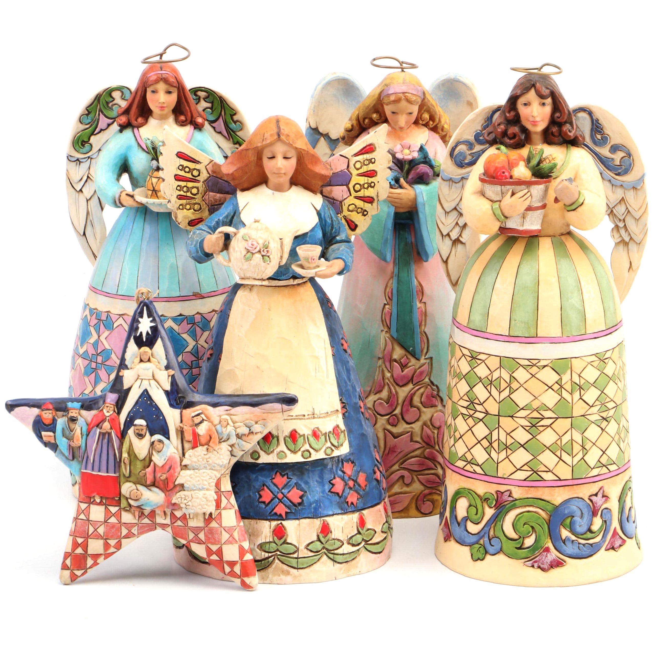 Jim Shore Heartwood Creek "Welcome All" and Other Jim Shore Resin Angel Figures