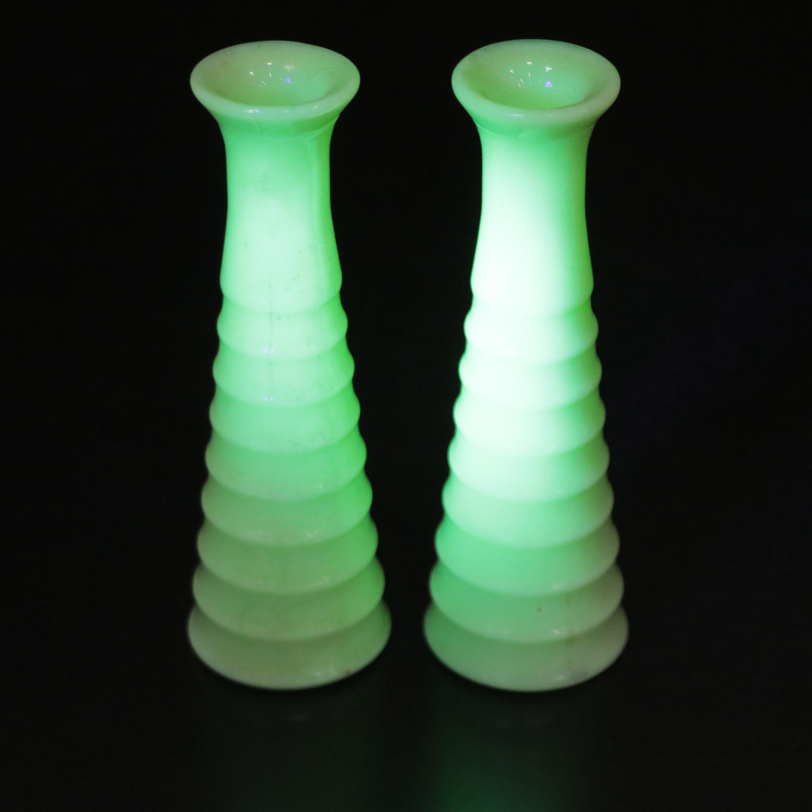 Jeannette Jadeite Glass Bud Vase with Other Decor