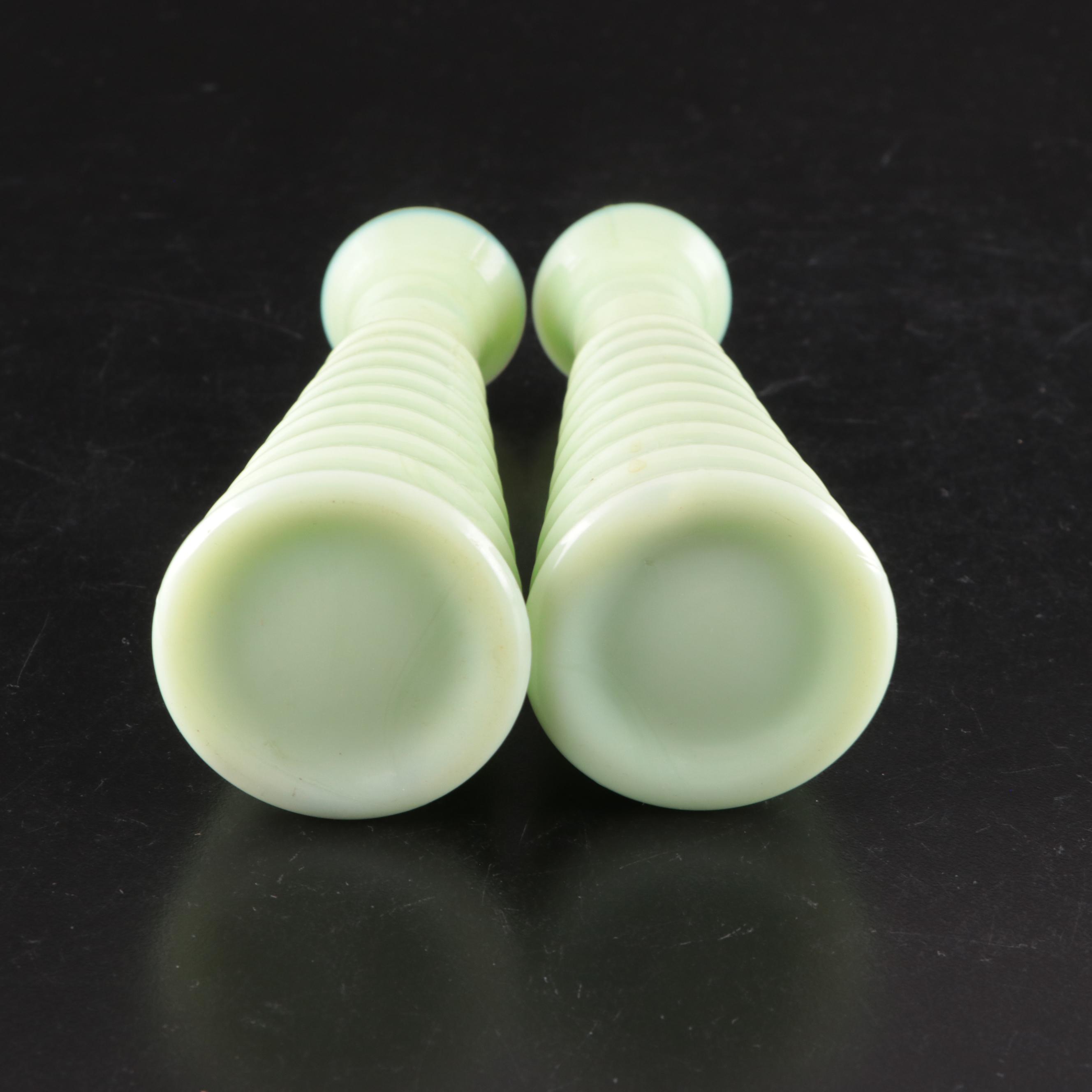 Jeannette Jadeite Glass Bud Vase with Other Decor