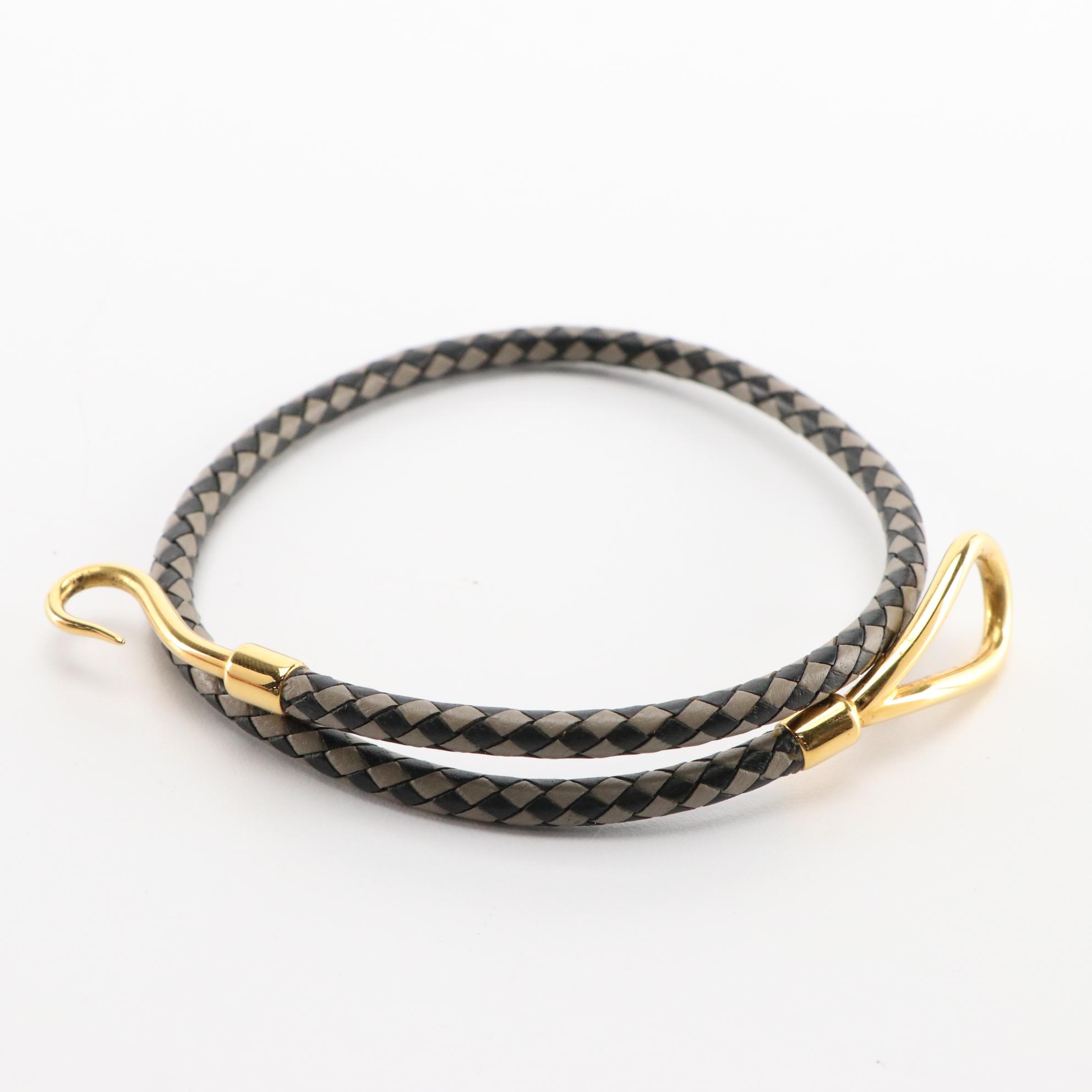 Hermès "Double Tour" Jumbo Hook Leather Bracelet in Box