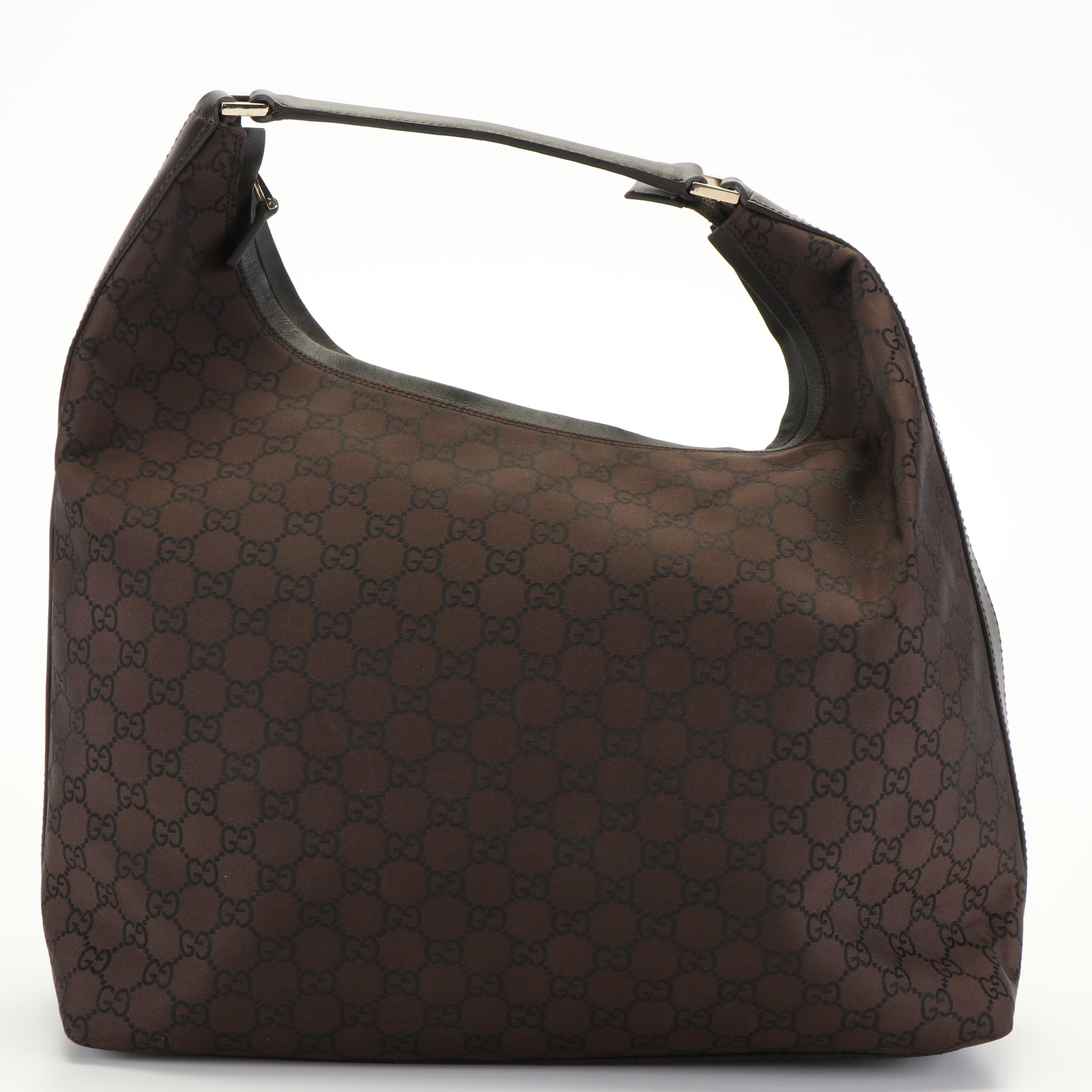 Gucci Large Hobo Bag in Brown GG Nylon Canvas