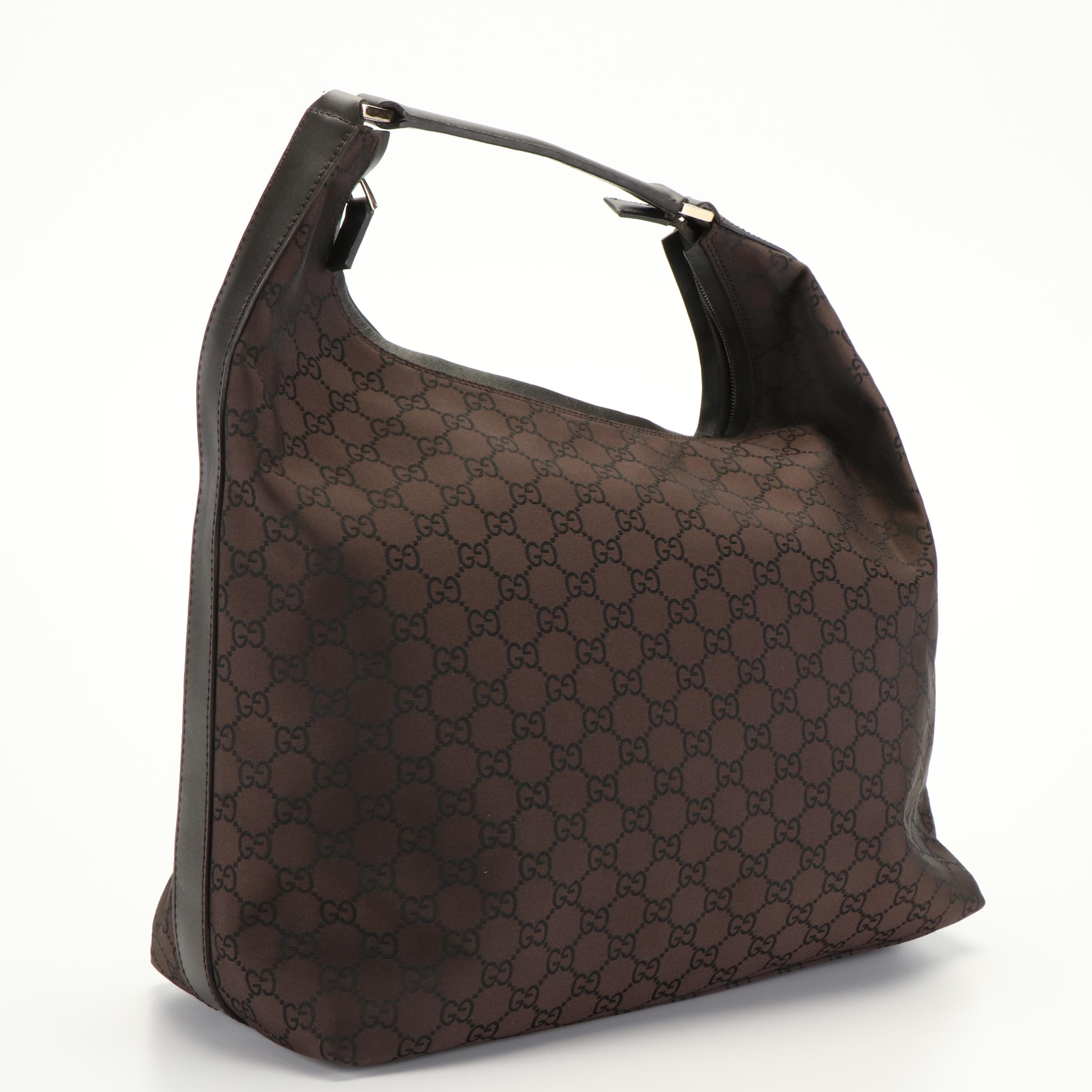 Gucci Large Hobo Bag in Brown GG Nylon Canvas