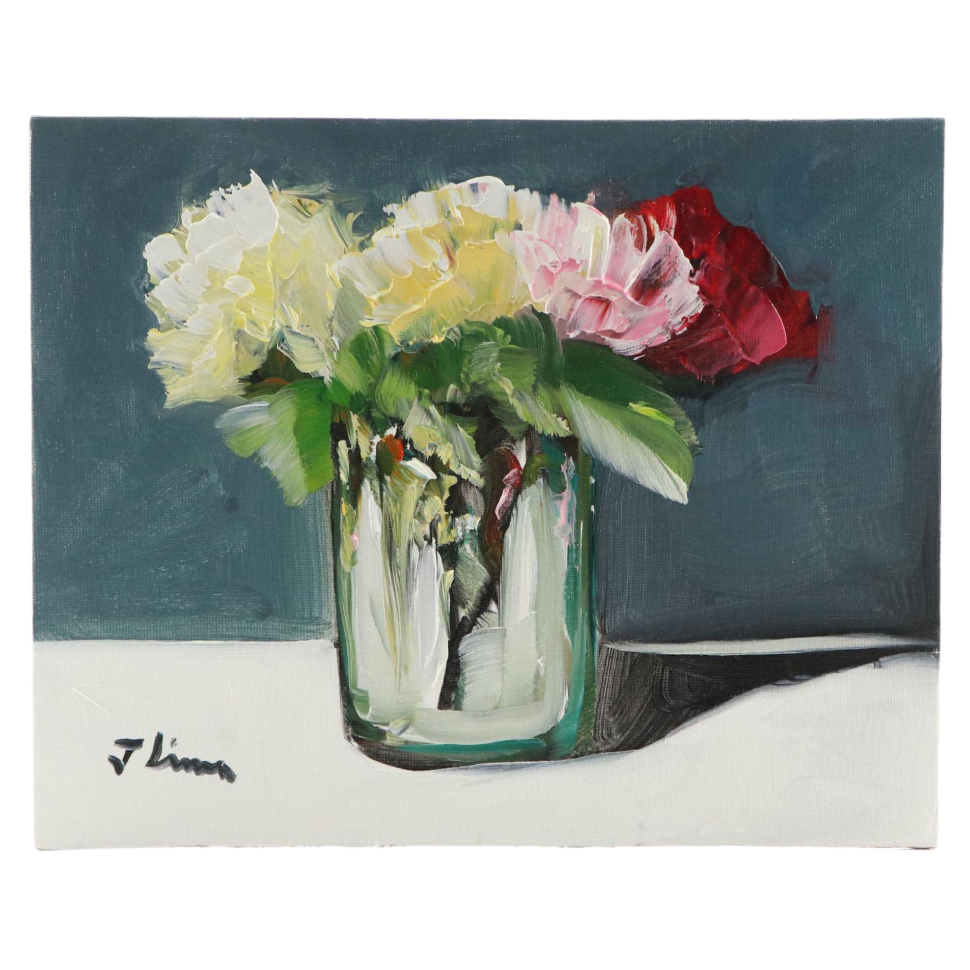 José M. Lima Floral Still Life Oil Painting, 2023