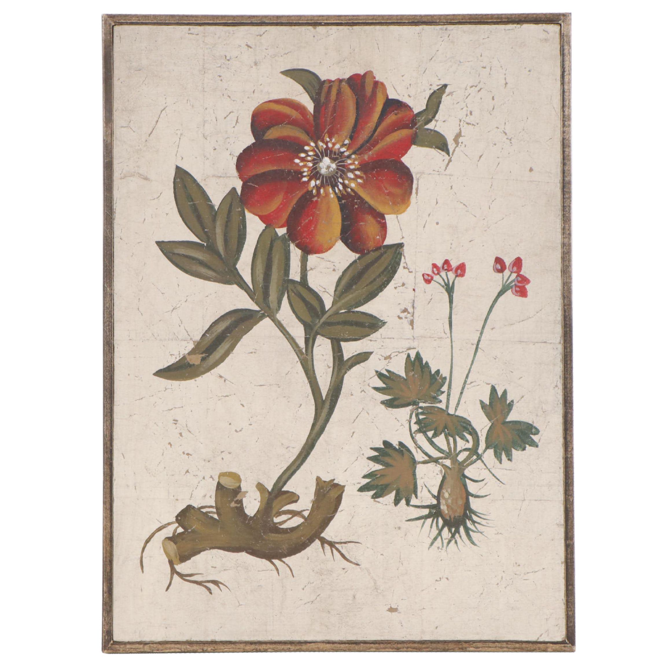 Botanical Oil Painting of Flowers