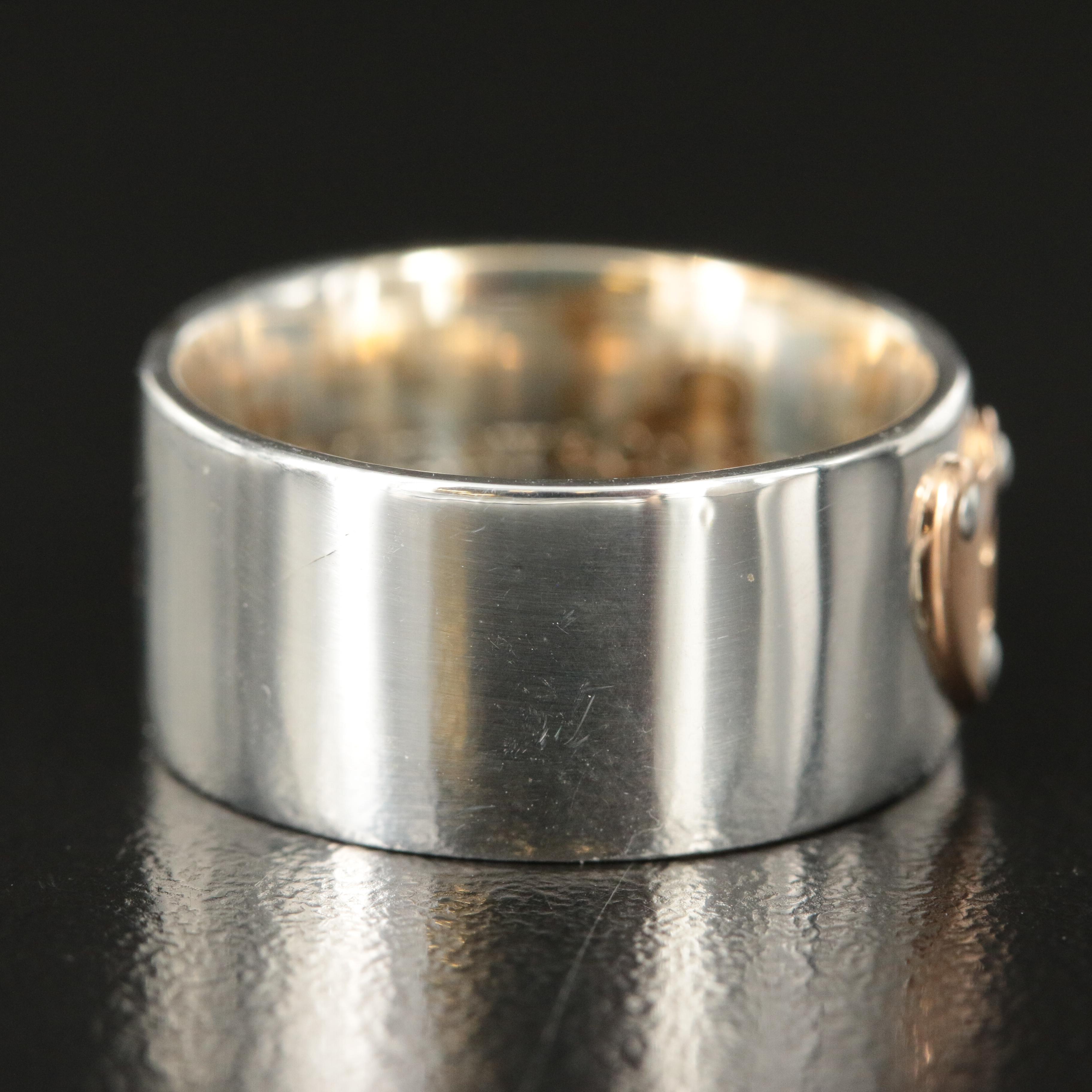 Tiffany & Co. Sterling Heart Keyhole Ring with 18K Rose Gold Accent