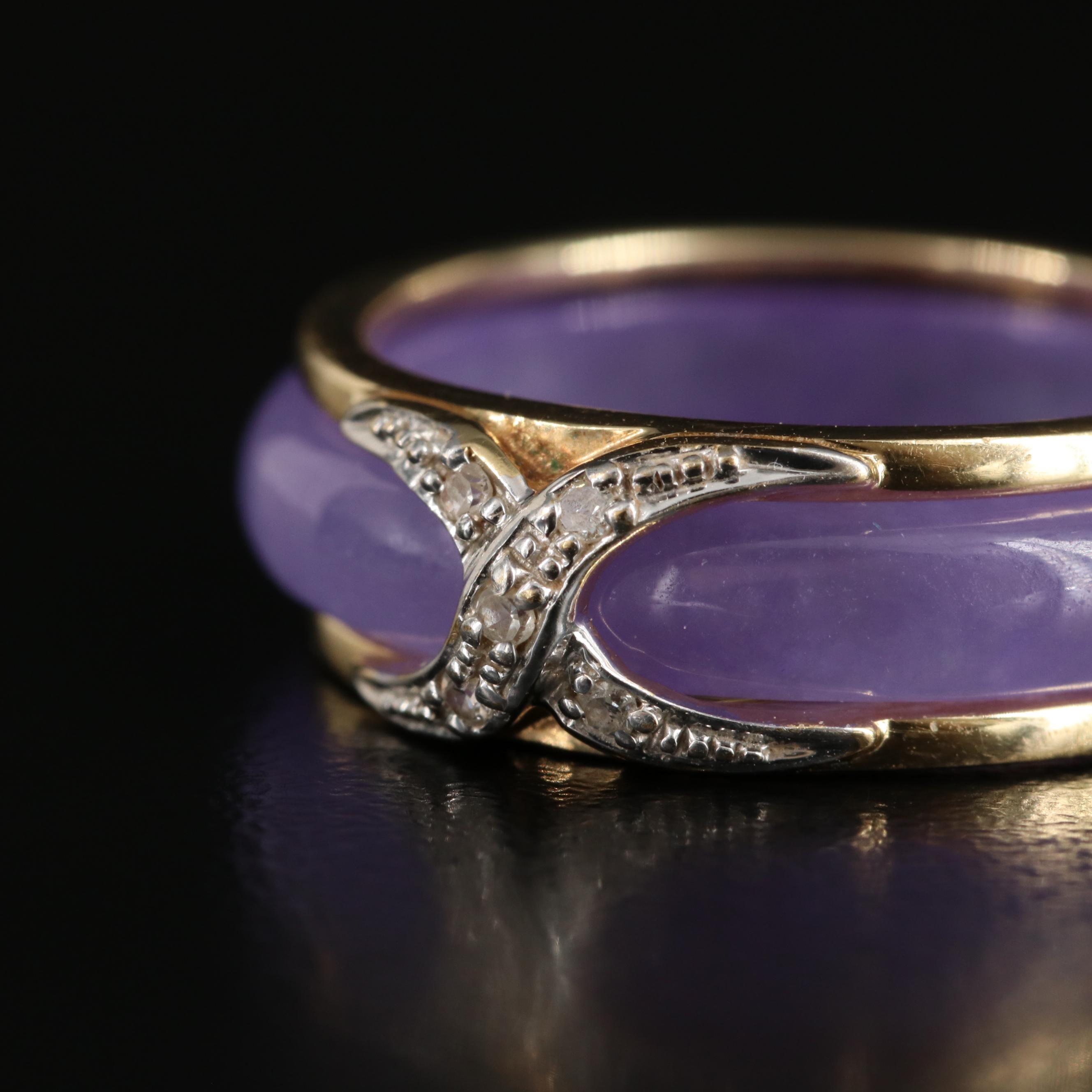 14K Diamond Ring Frame with Interchangeable Jadeite Band Inserts