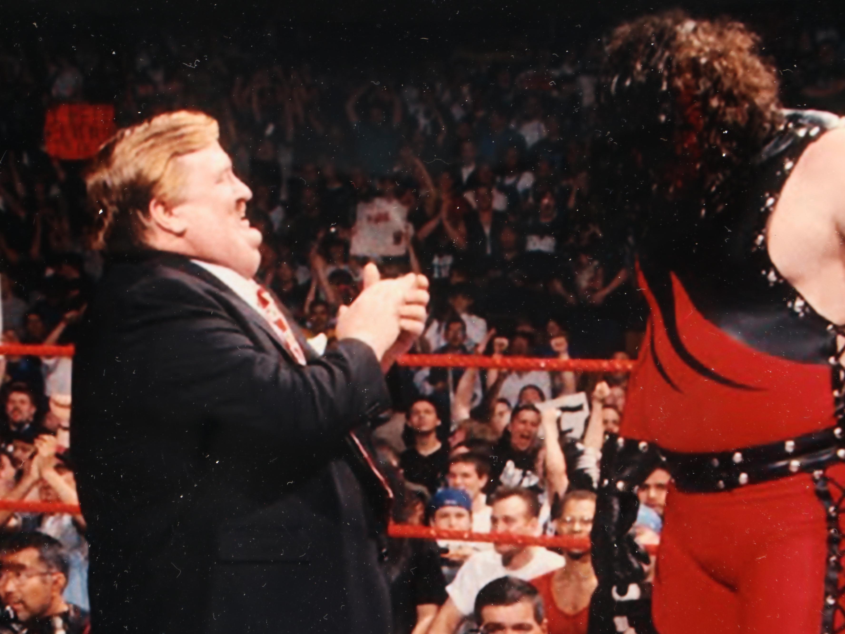 Pete Rose and Kane Signed Wrestling Print in Matted Frame