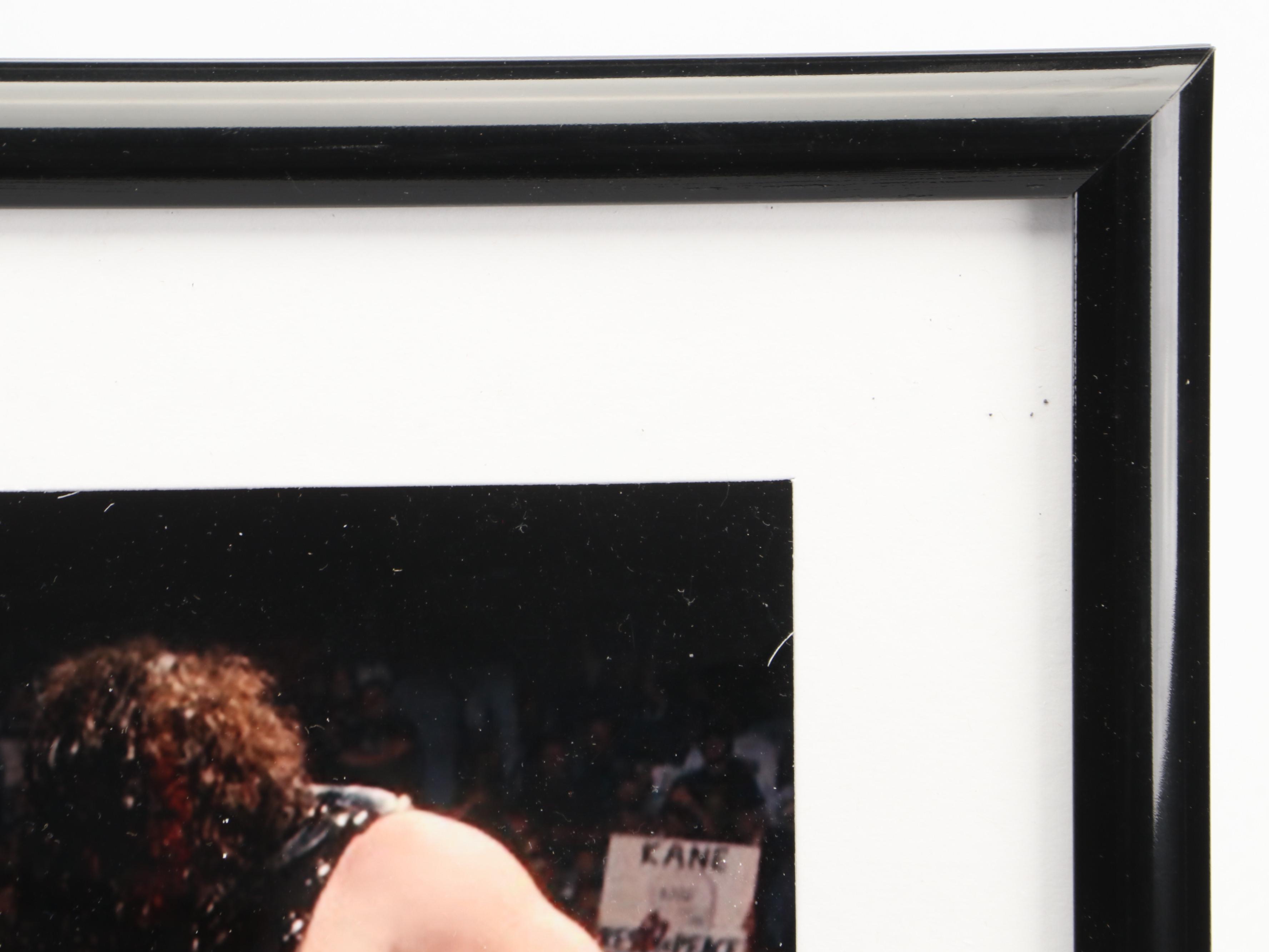 Pete Rose and Kane Signed Wrestling Print in Matted Frame
