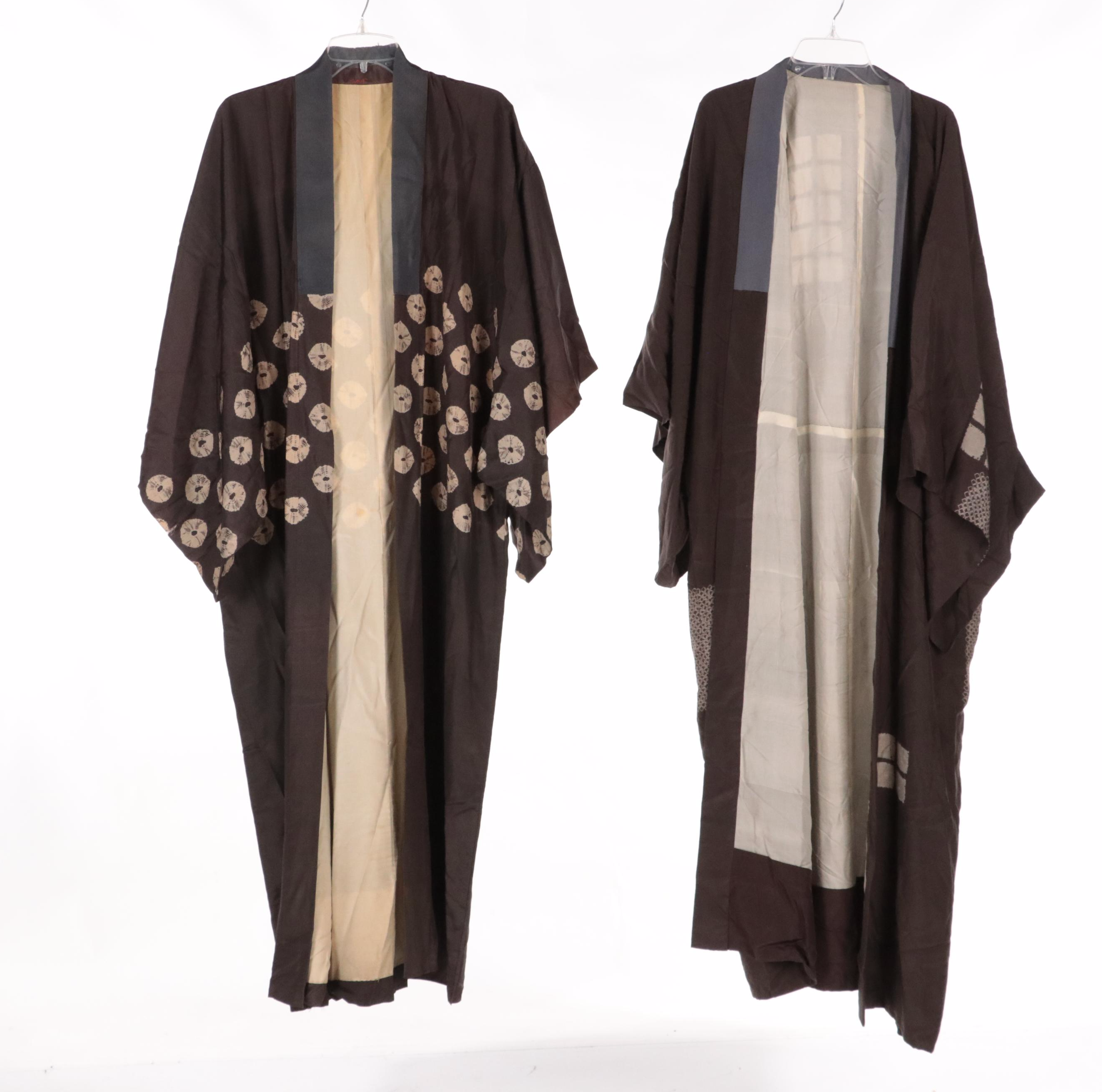 Men's Kosode Kimonos in Resist Dyed, Printed, and Solid Silk