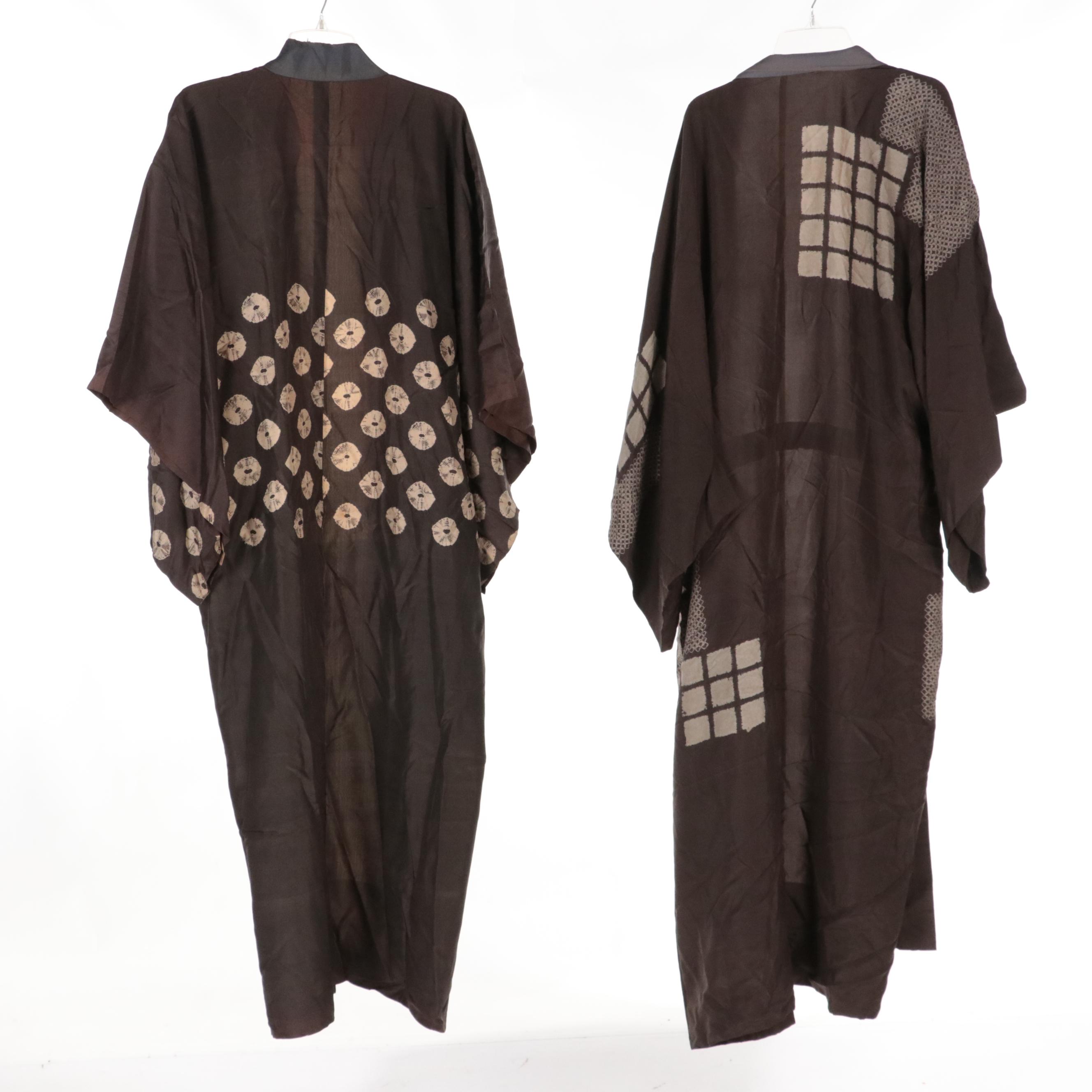 Men's Kosode Kimonos in Resist Dyed, Printed, and Solid Silk