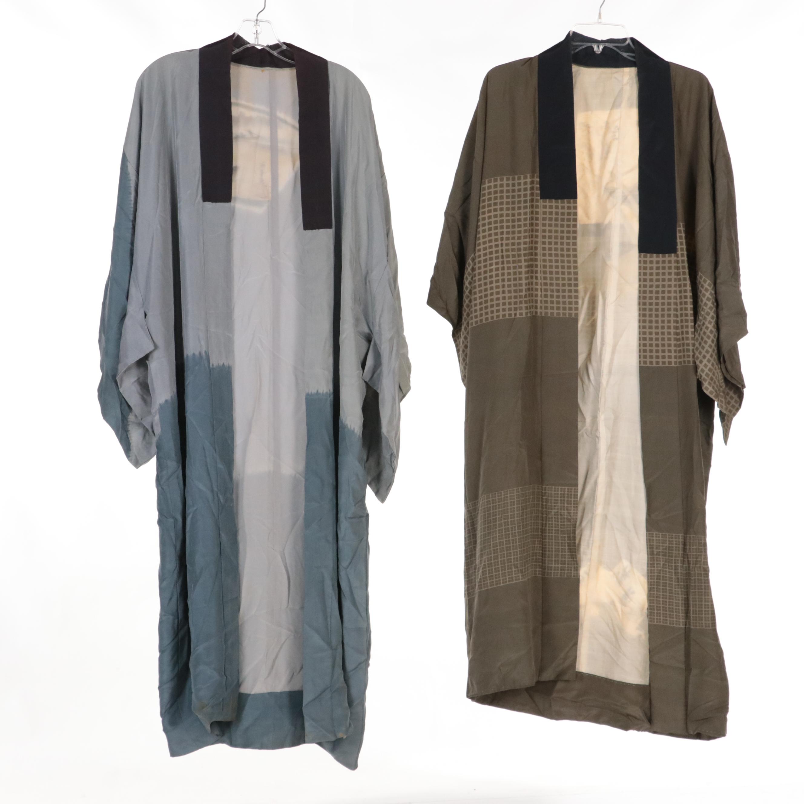 Men's Kosode Kimonos in Resist Dyed, Printed, and Solid Silk