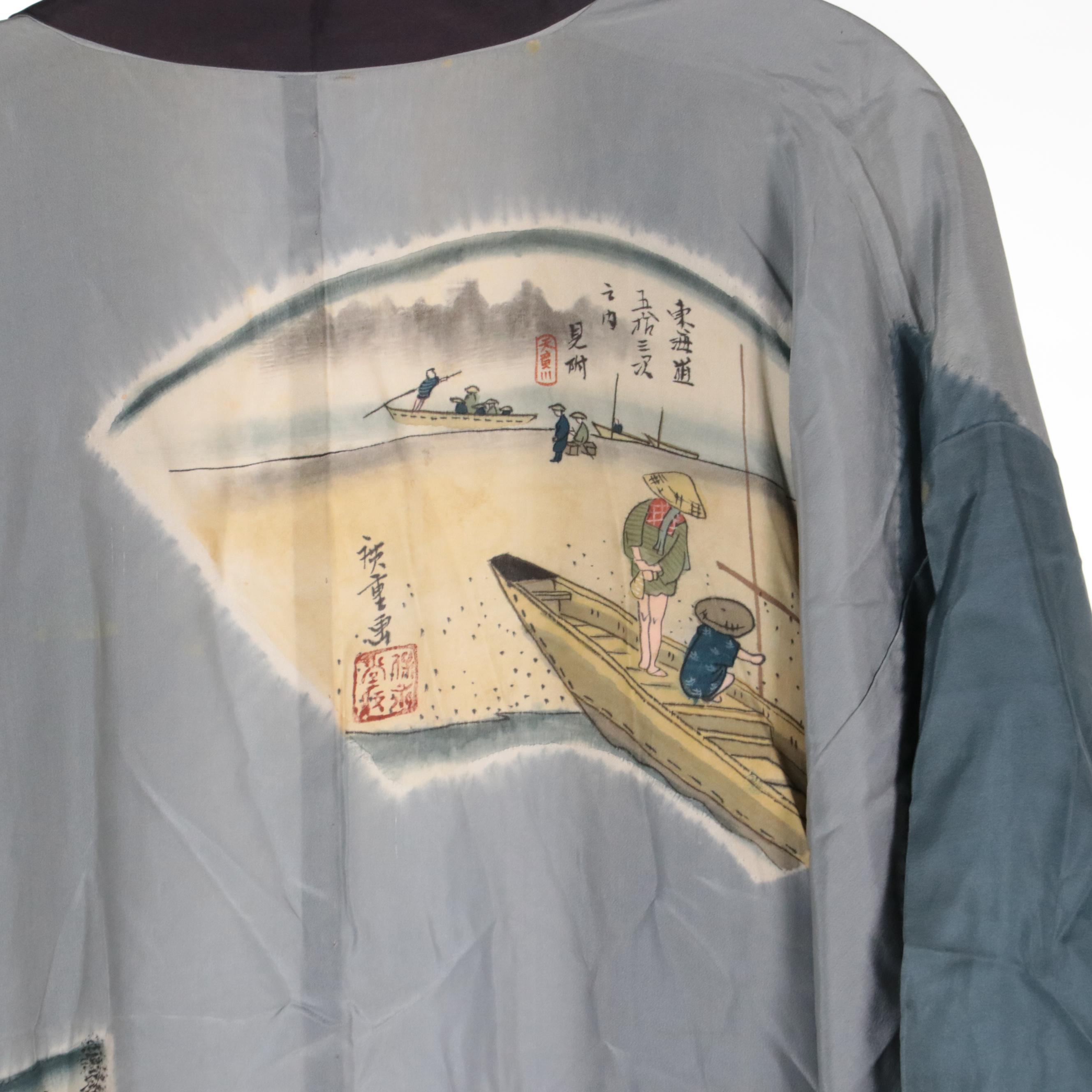 Men's Kosode Kimonos in Resist Dyed, Printed, and Solid Silk