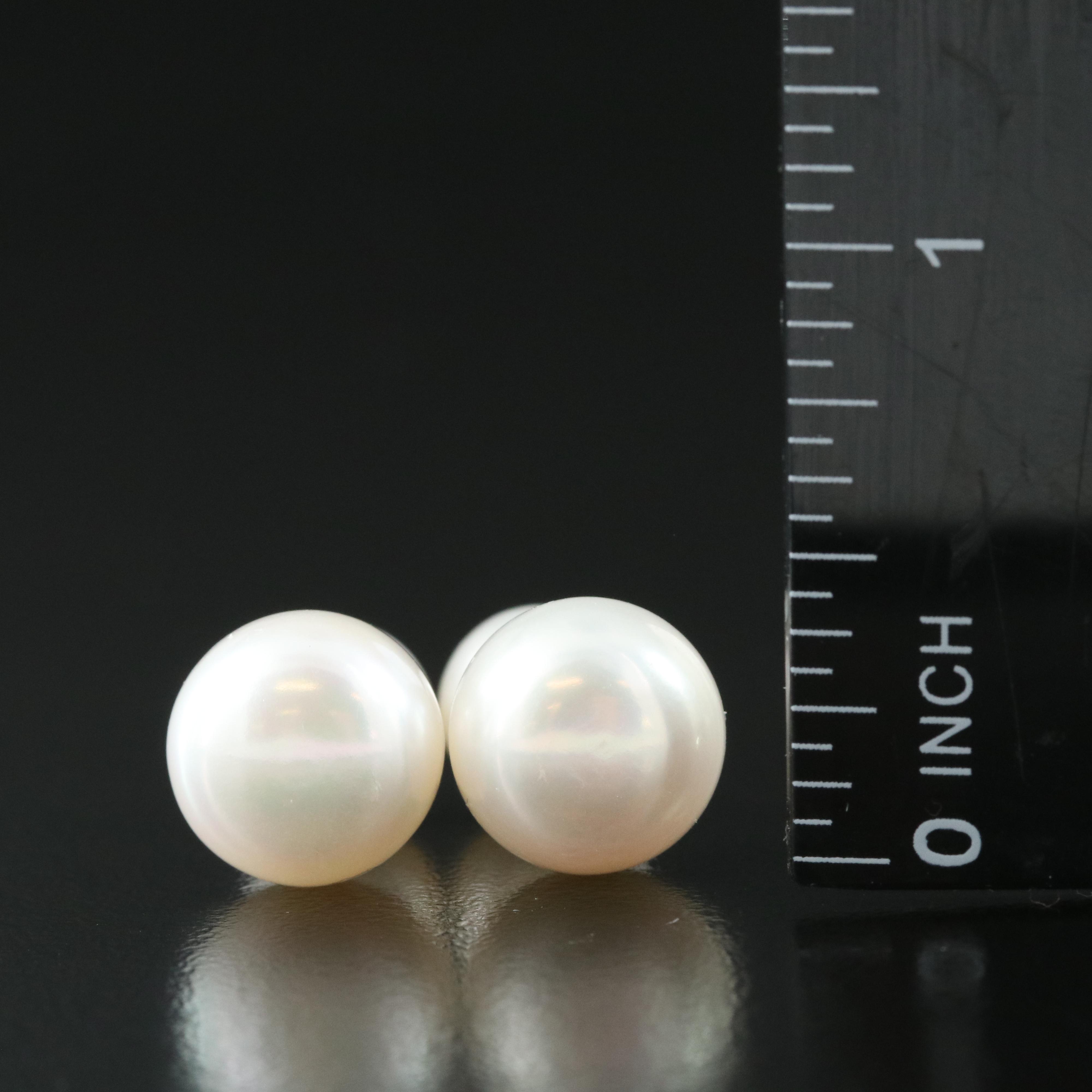 14K Pearl Front Back Stud Earrings