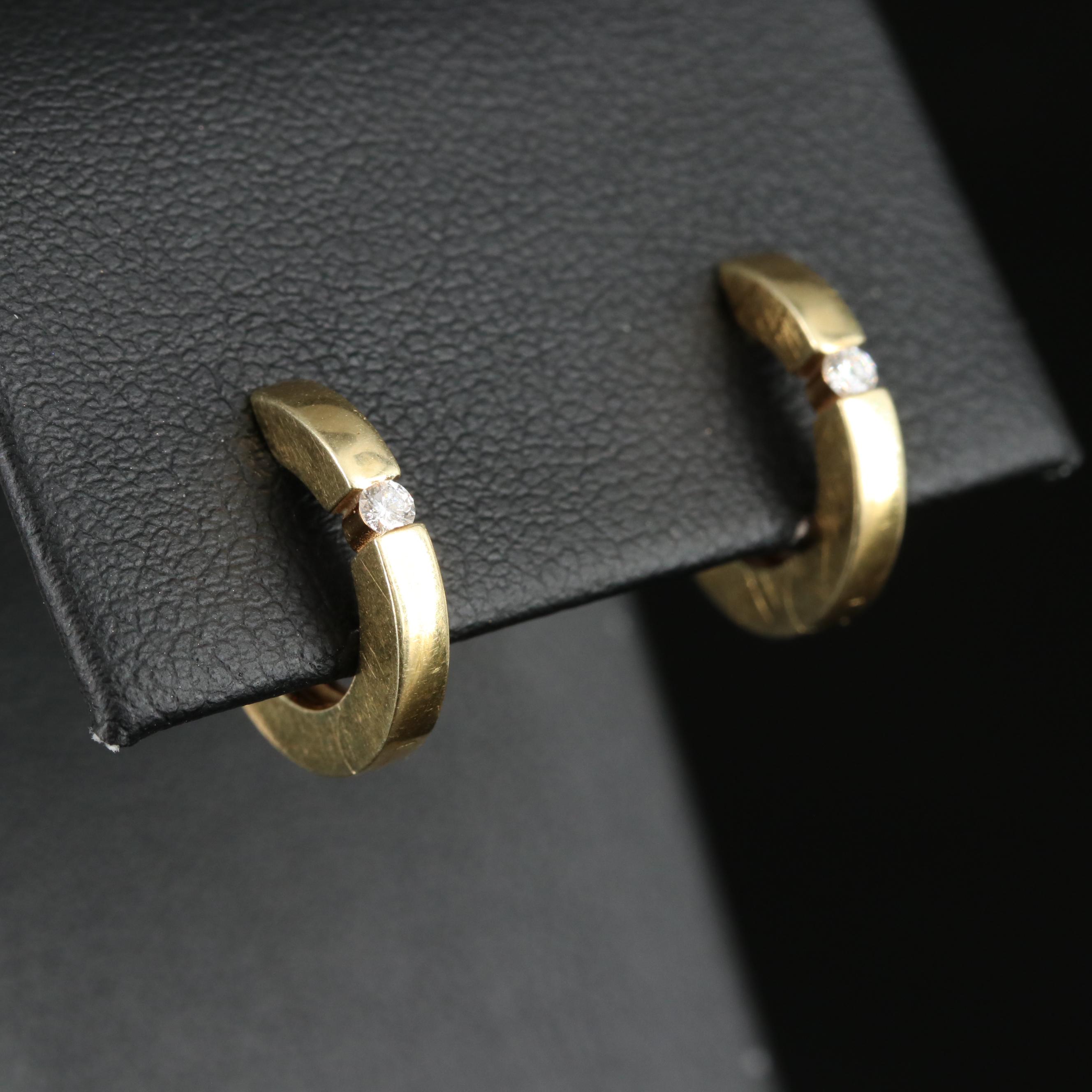 Breuning 14K 0.06 CTW Diamond Huggie Hoop Earrings