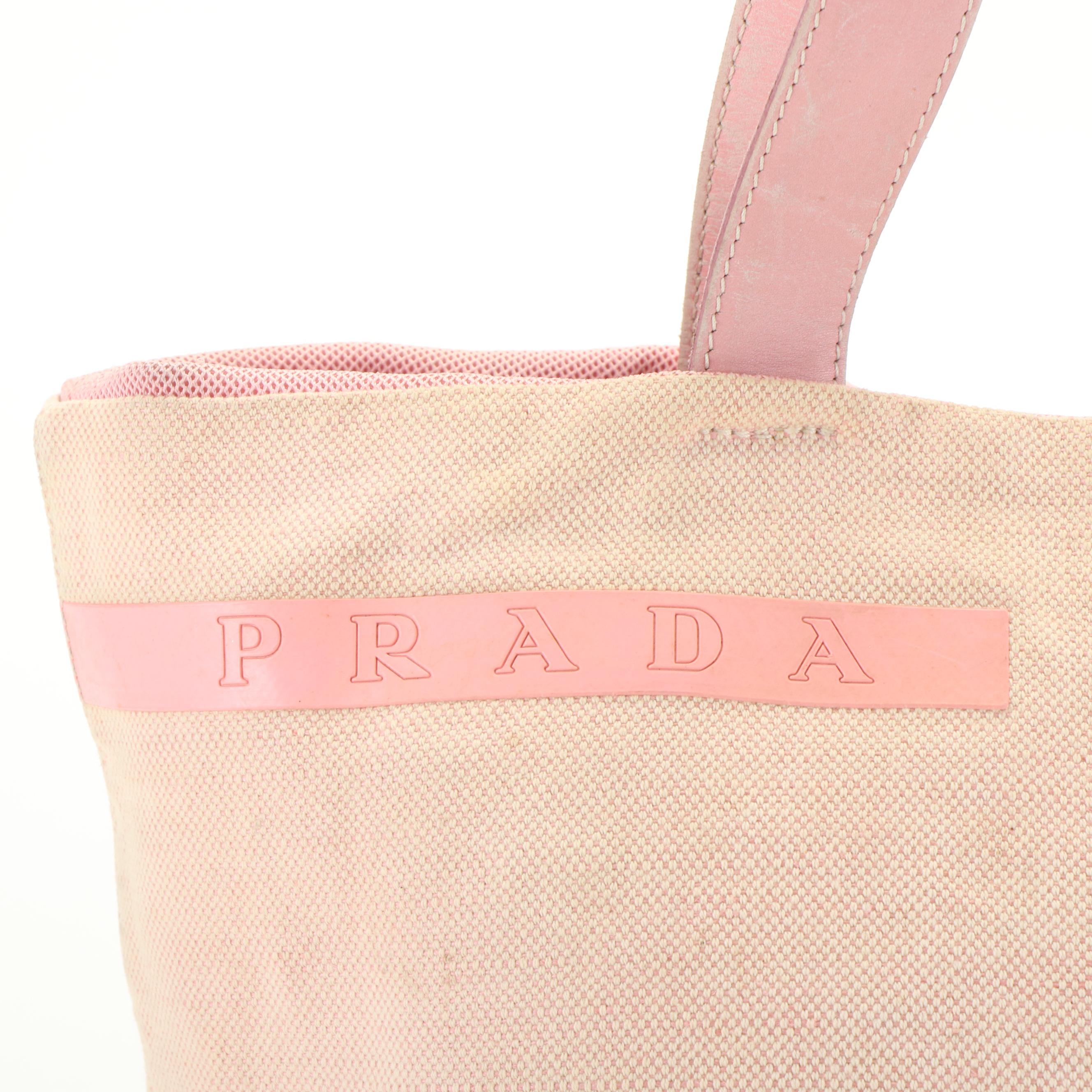 Prada Handbag in Canvas and Pink Leather