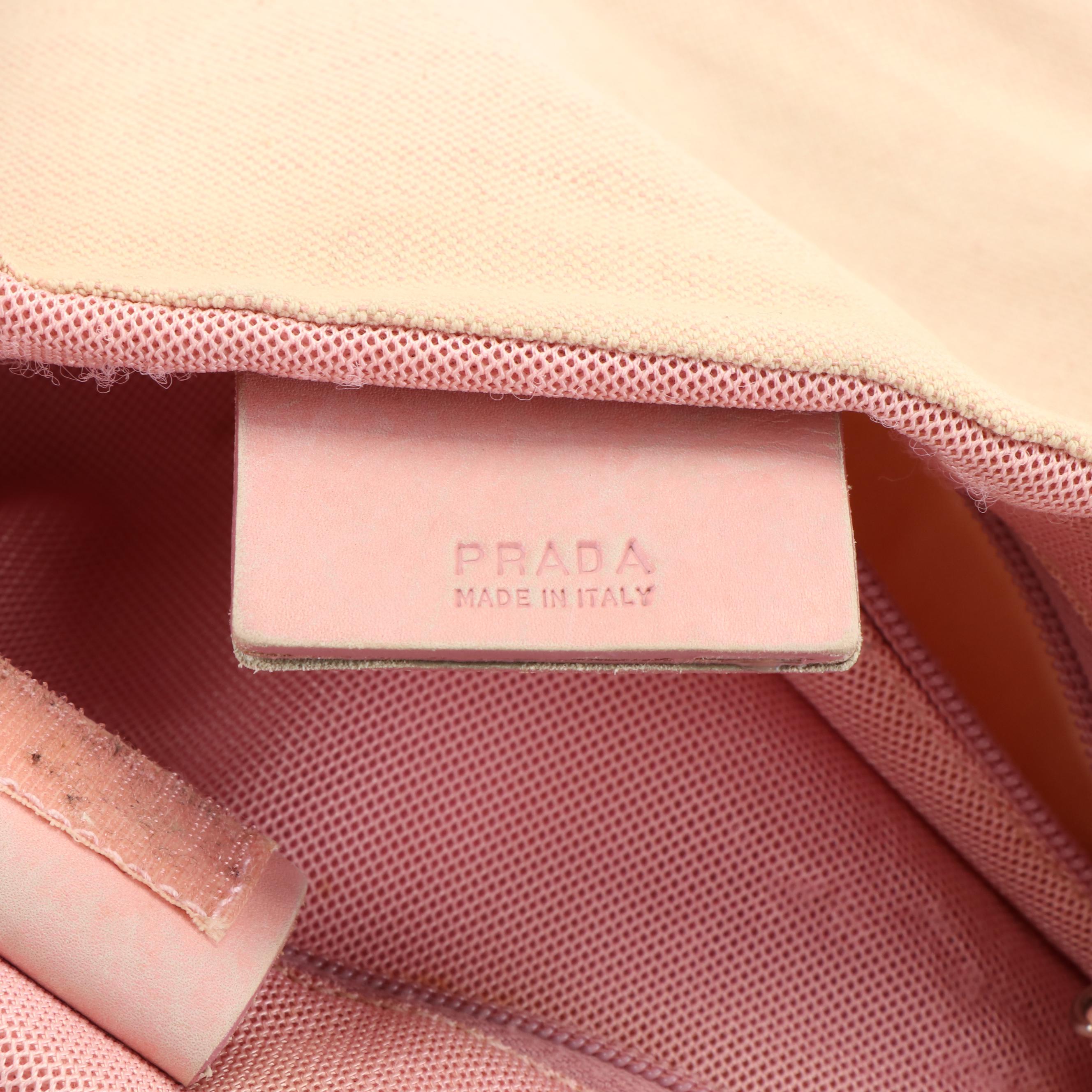 Prada Handbag in Canvas and Pink Leather
