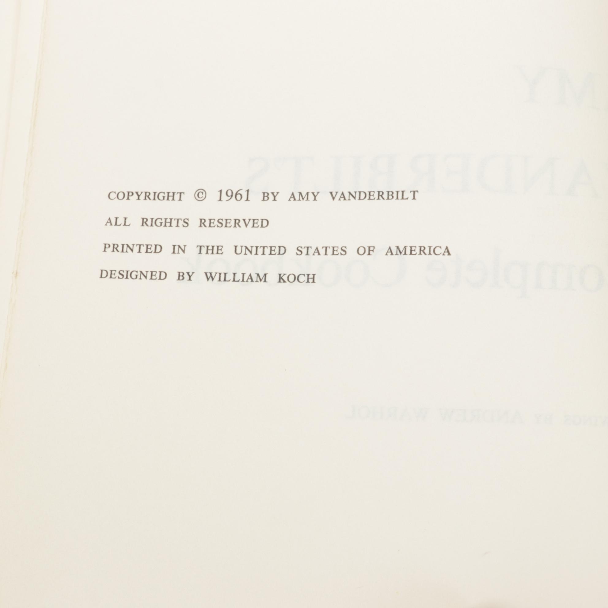 "Amy Vanderbilt's Complete Cookbook" with More Cookbooks and Menus